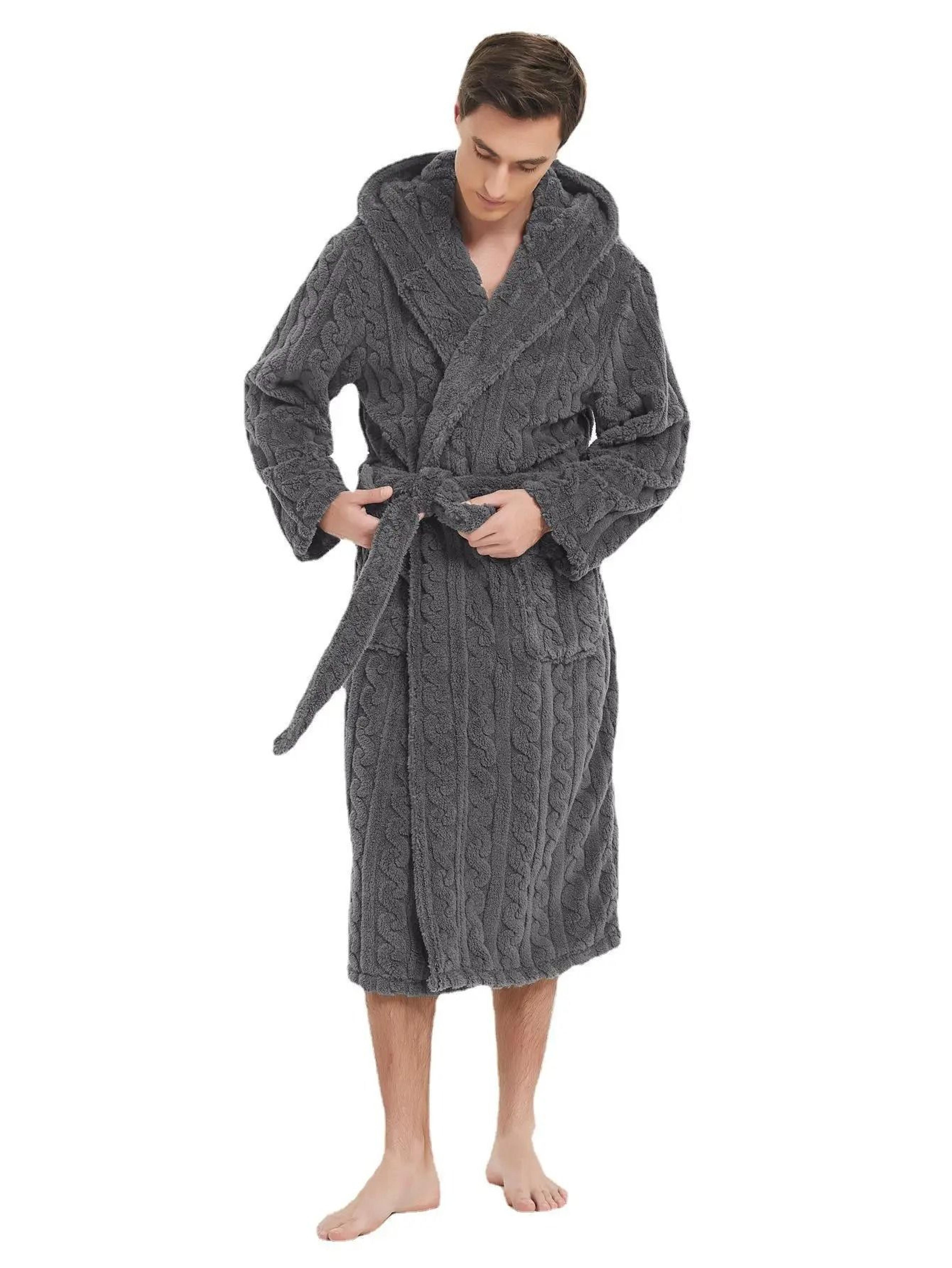 Fall And Winter Mens Warm Robe Pajamas Shu Cotton Velvet Jacquard Hooded Couple Robe 9