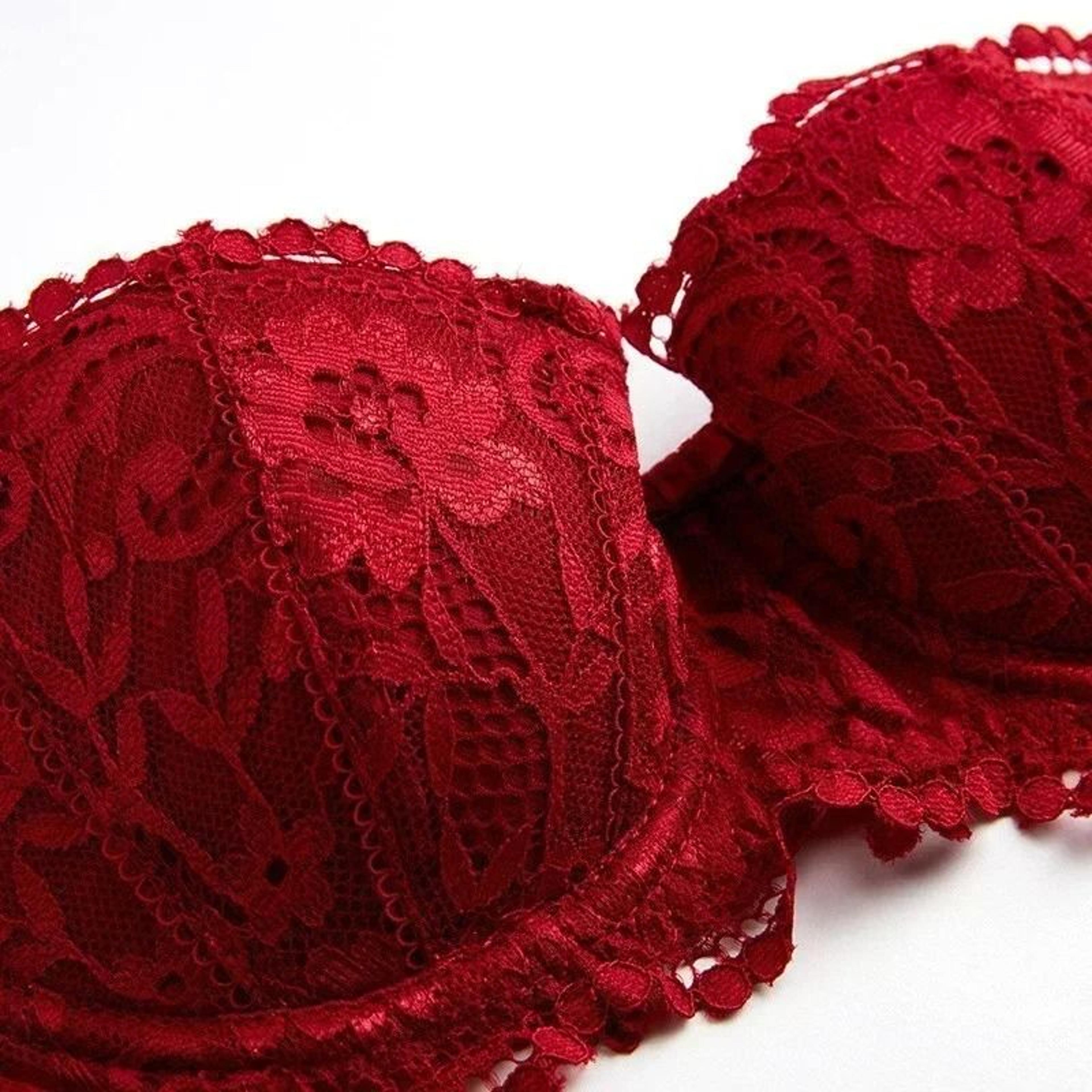 Womens Sexy Lace Half Cup PushUp French Style Lingerie Soft Deep V Bralette 4