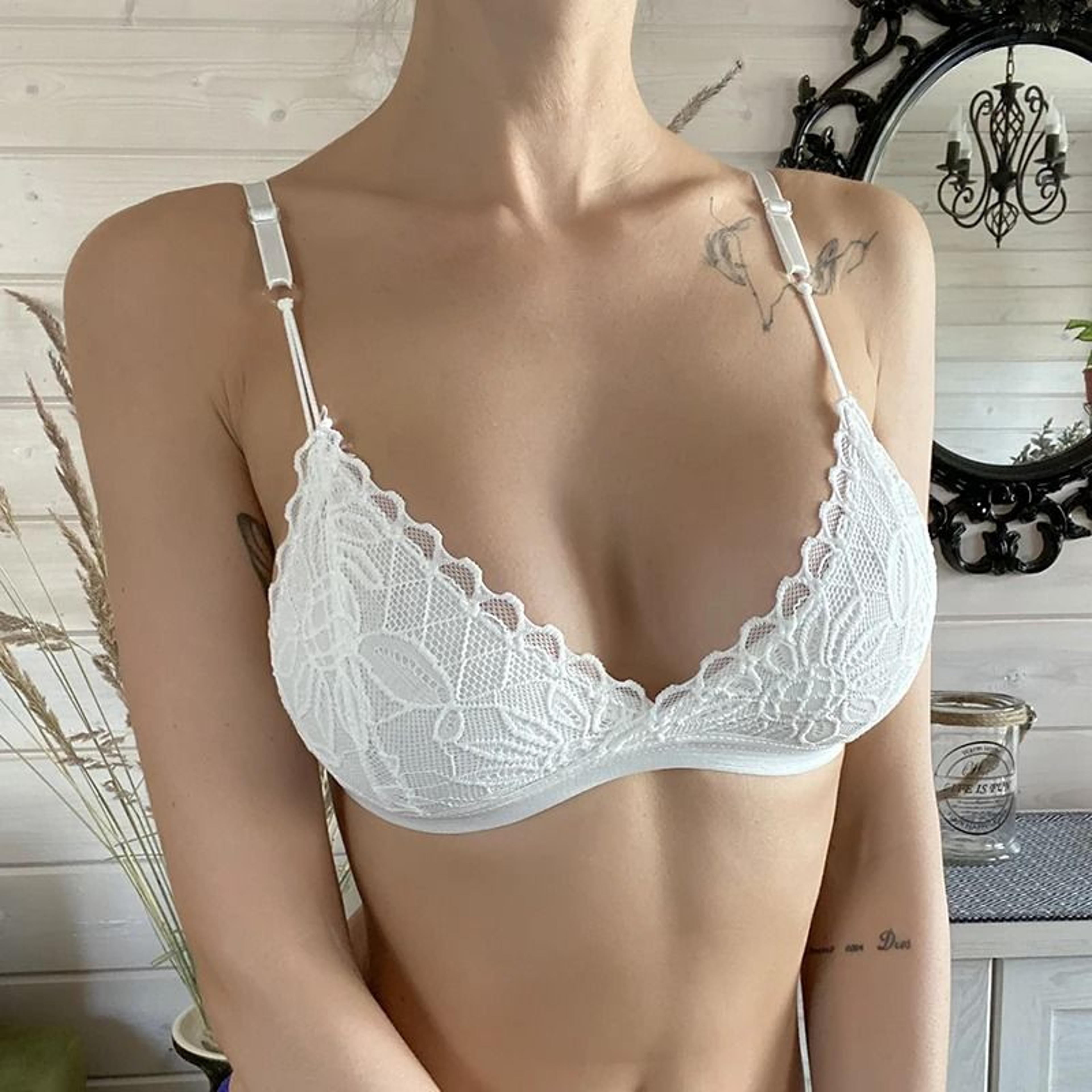 Women Sexy Floral Lace Wire Free Unpadded Bralette Ultra Thin Brassiere 1