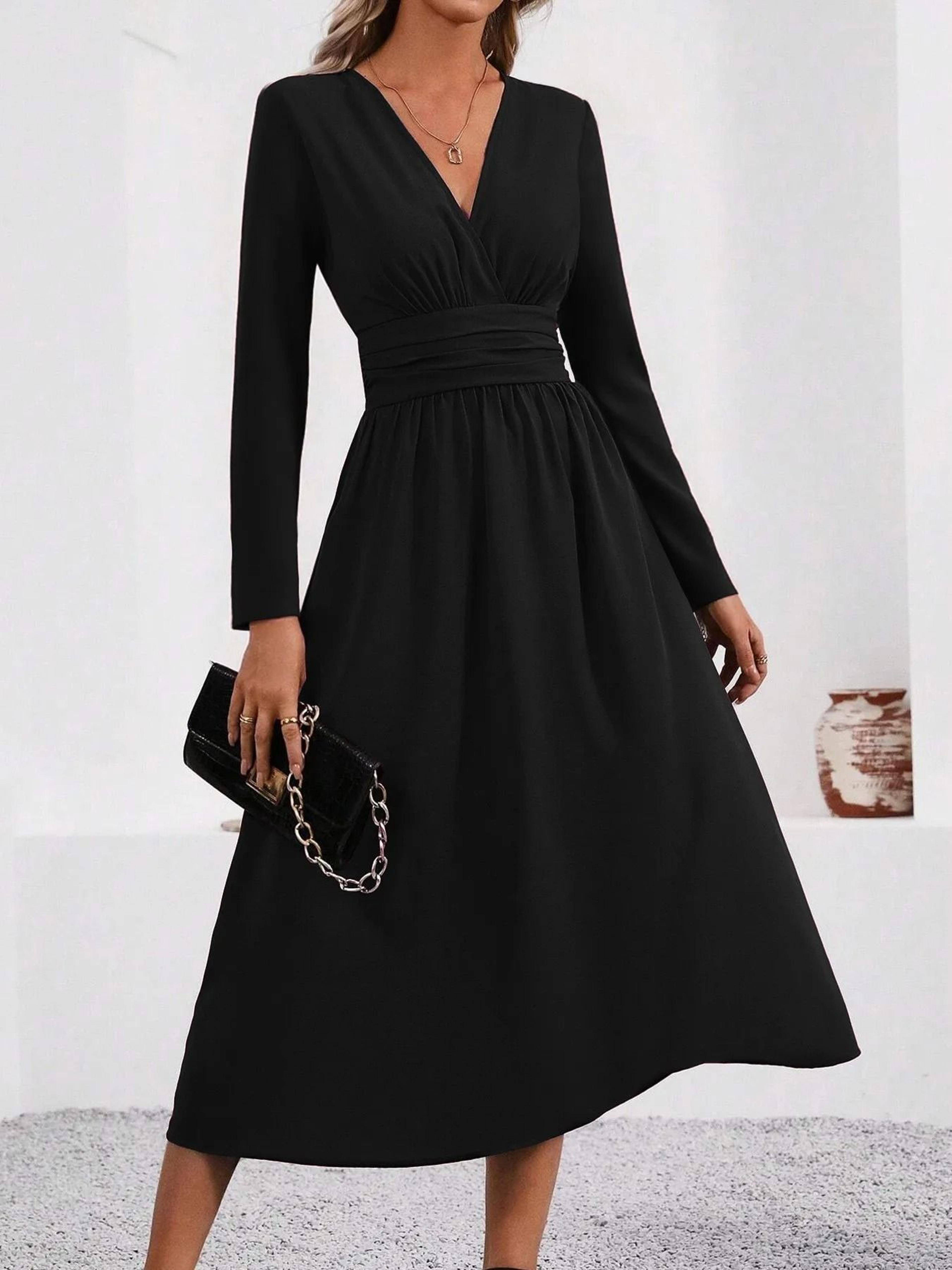Elegant Overlap VNeck Knit Bodycon Maxi Dress 3