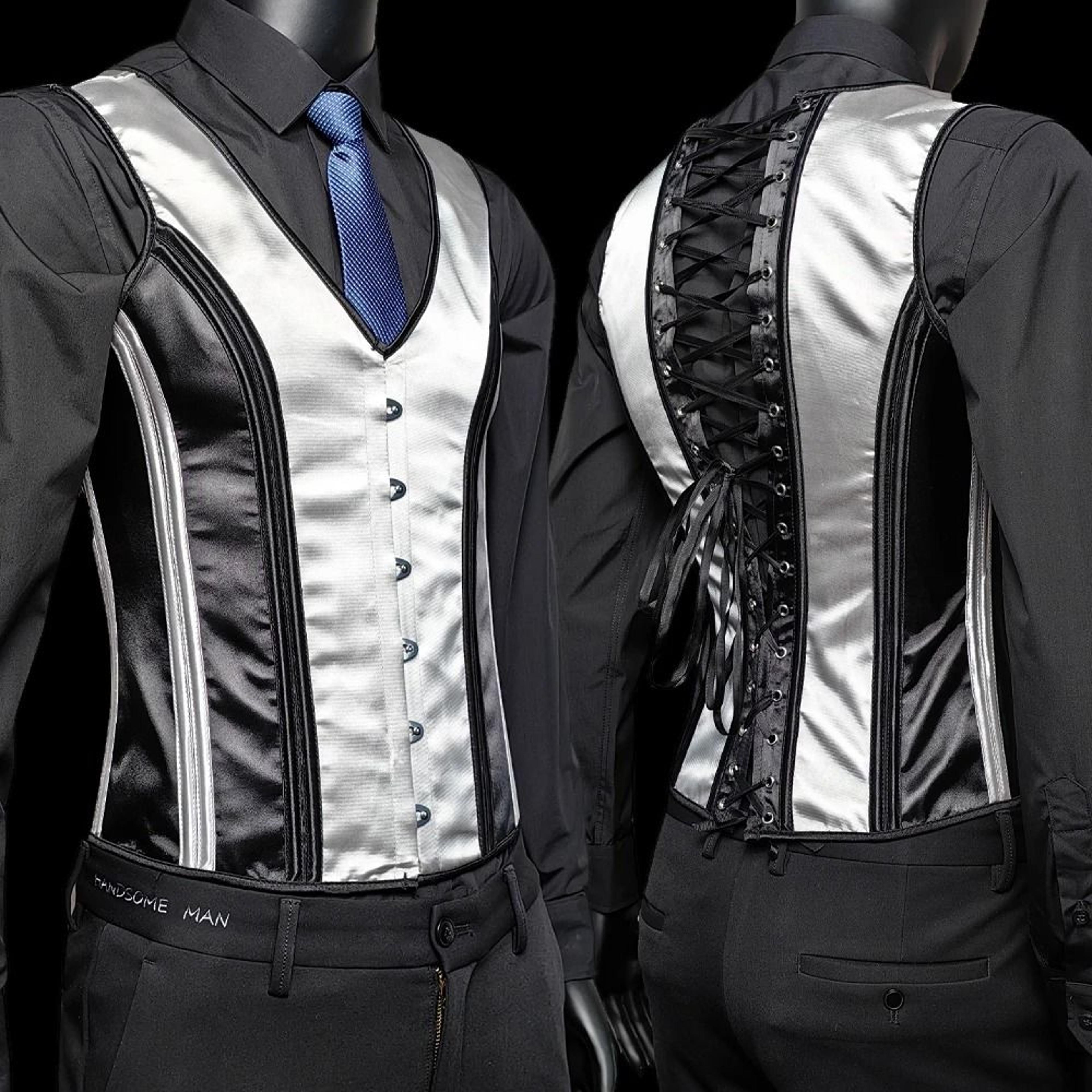 Mens Vintage Medieval Corset Slimming Waistcoat And Tummy Control Shaping Vest 18