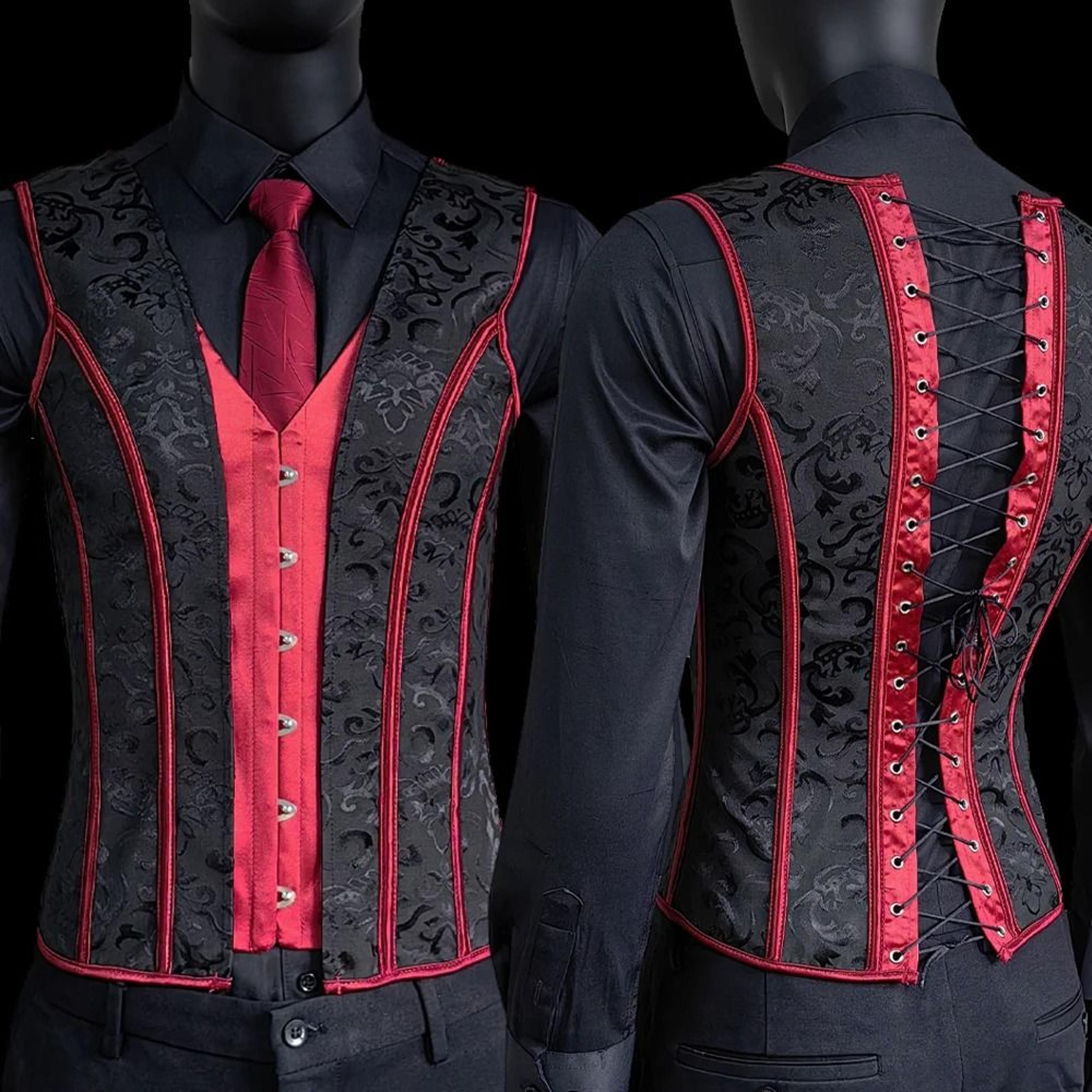 Mens Vintage Medieval Corset Slimming Waistcoat And Tummy Control Shaping Vest 21