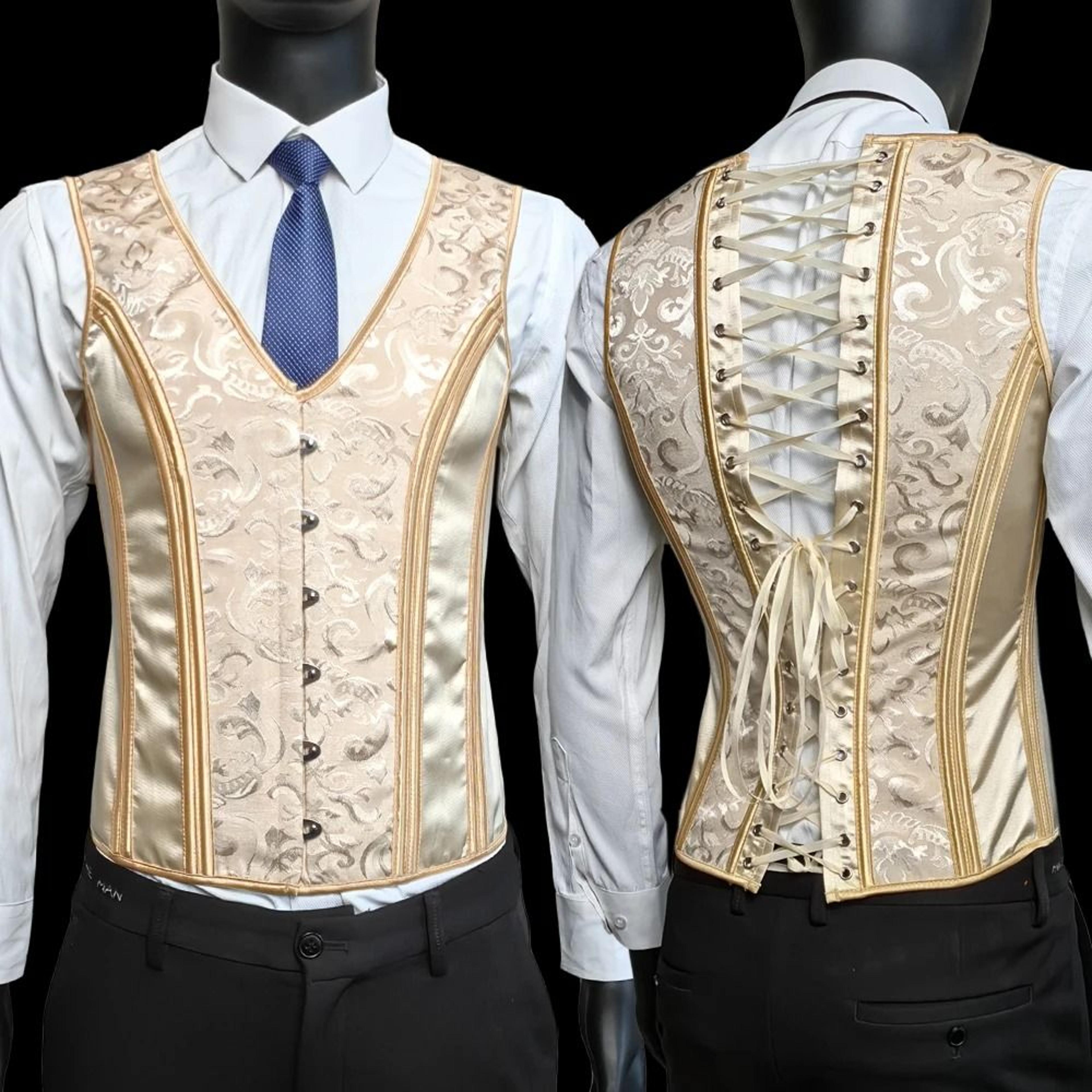 Mens Vintage Medieval Corset Slimming Waistcoat And Tummy Control Shaping Vest 24