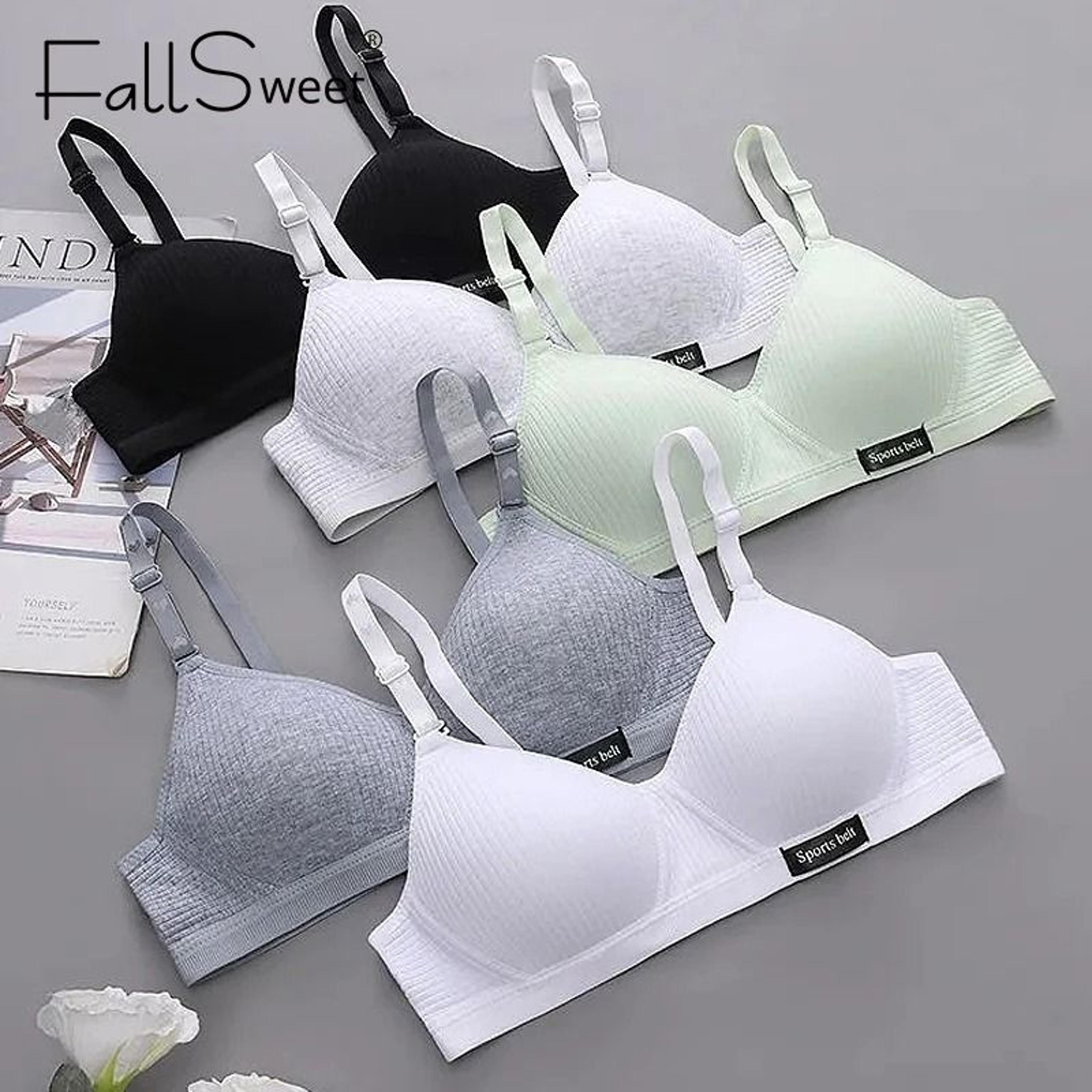 FallSweet Cotton Wireless Bra  Seamless VShaped Gathering Underwear 0