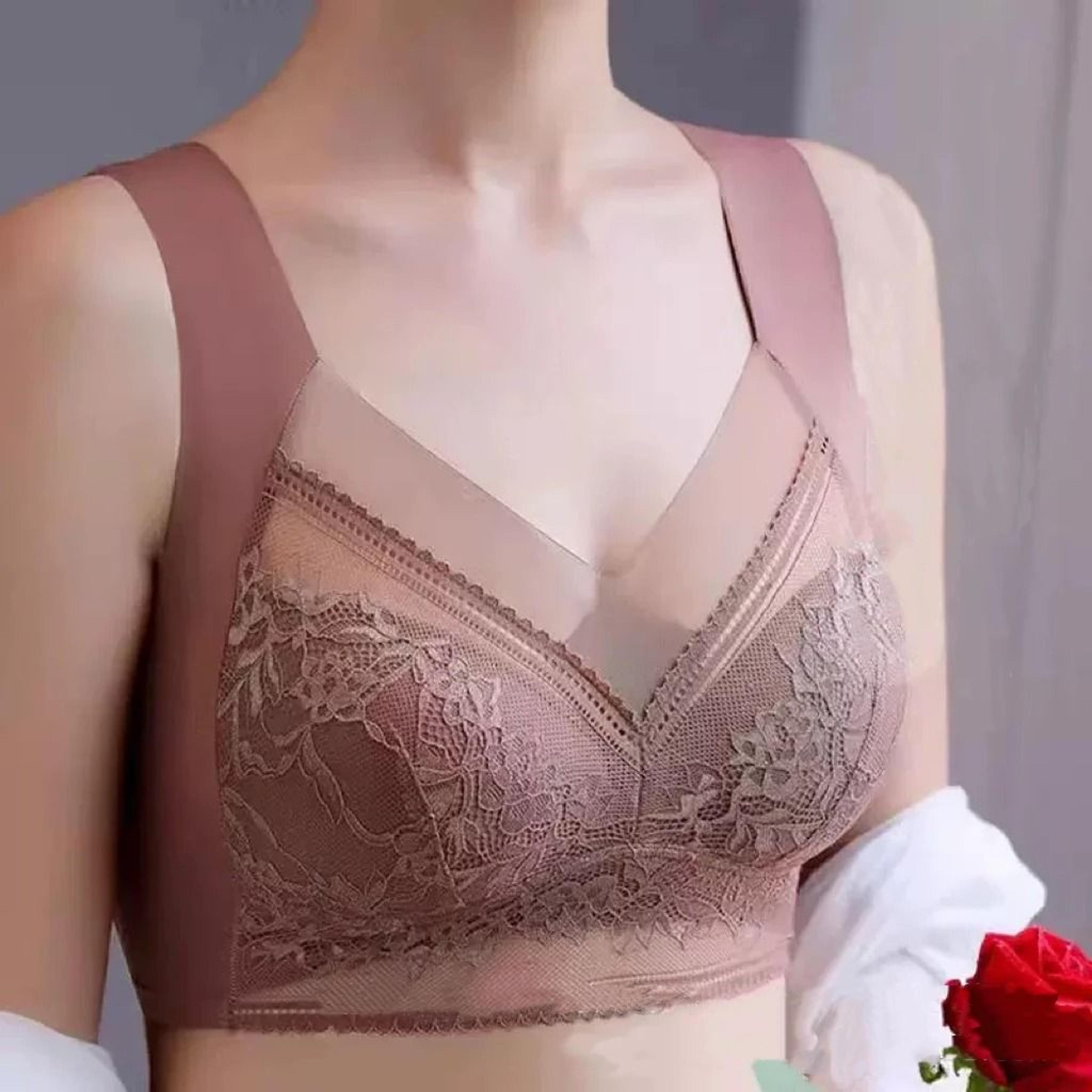 Womens Lace Plus Size Seamless Comfort Bra  AntiSagging  Breathable Ice Silk 1