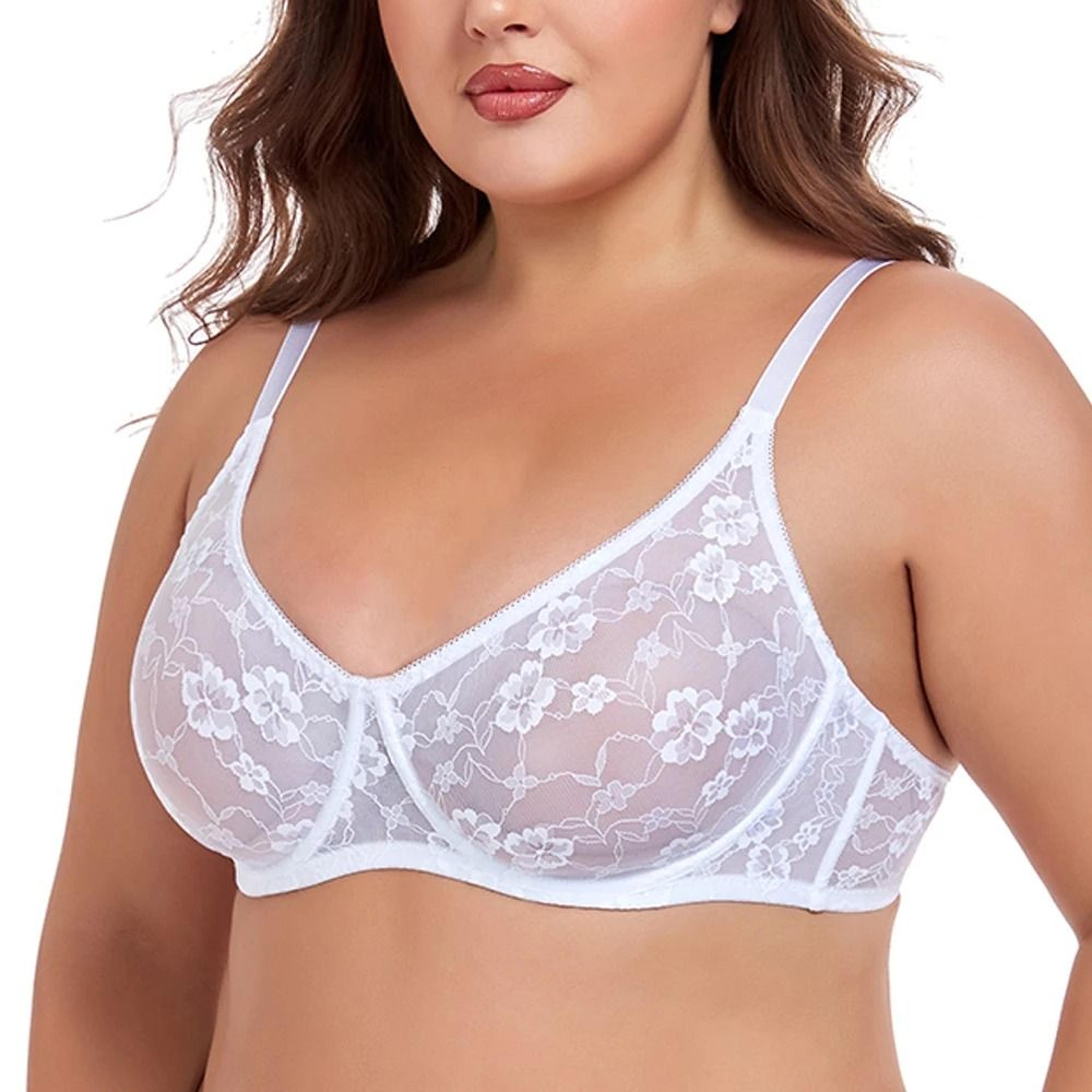 Sexy Womens Lace Sheer Brassiere  Plus Size Underwire Lingerie 0