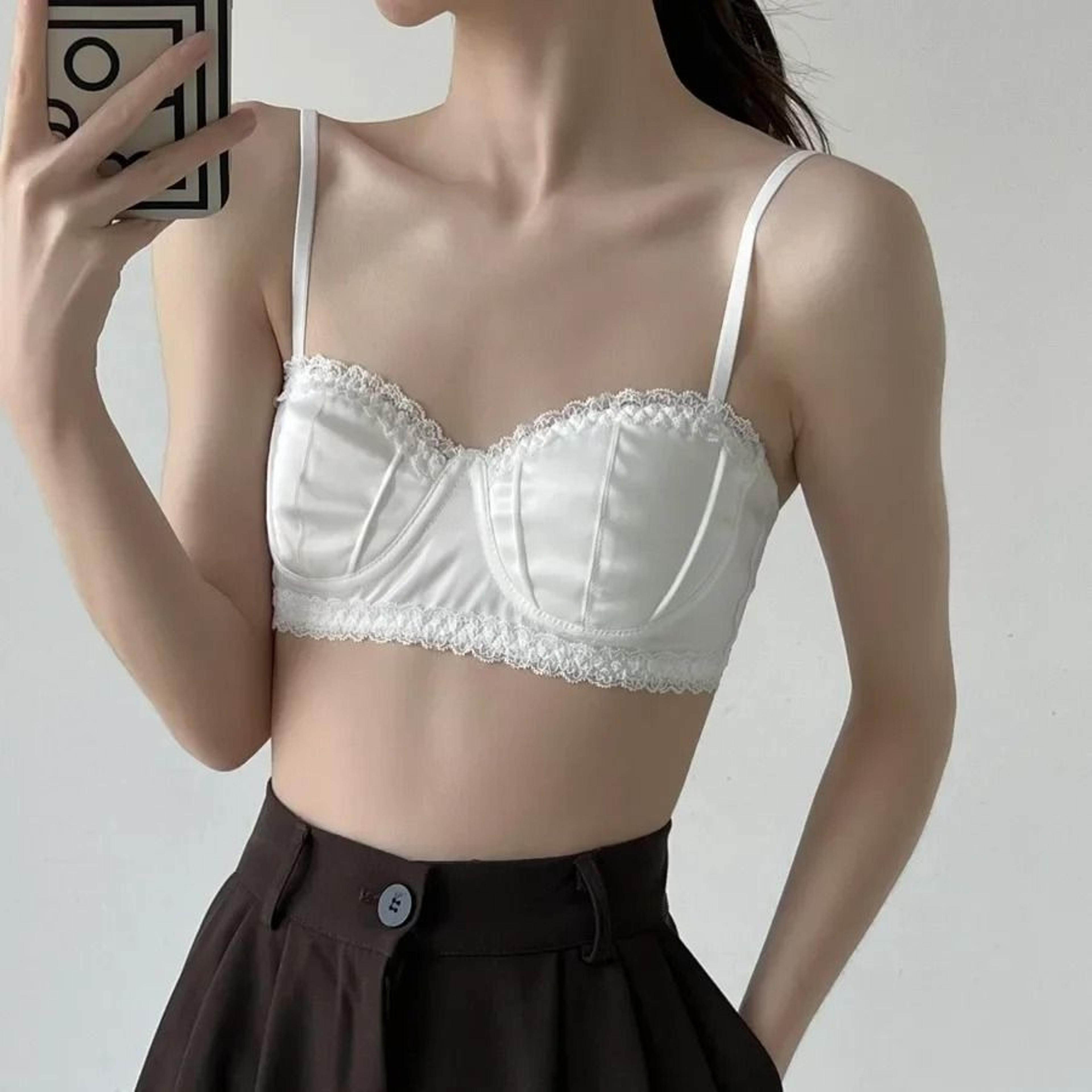 French Satin Seashell Cup Lace Bra  Sexy Underwire Half Cup Lingerie 2