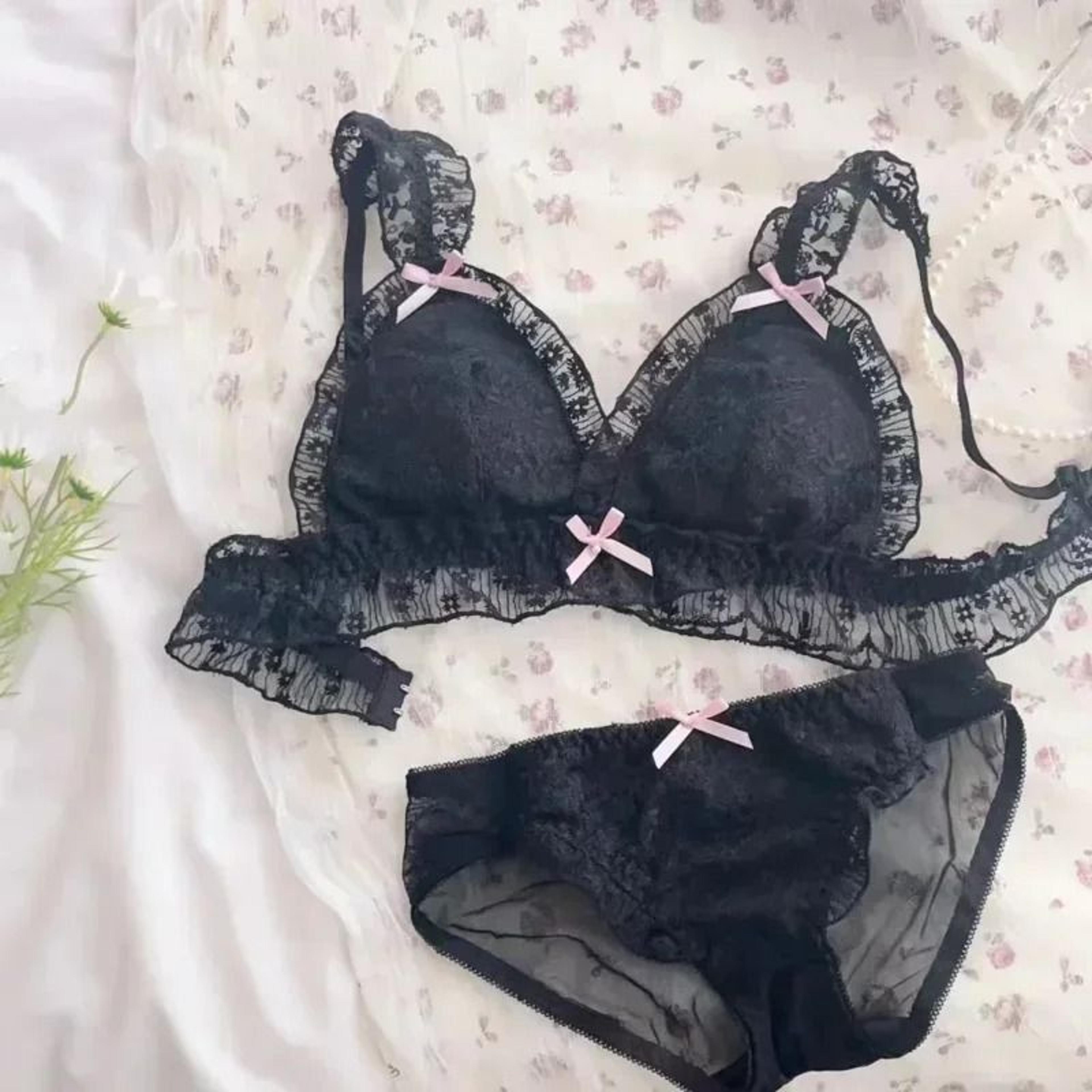 French Retro Lolita Lace Bra  Wireless Sweet JapaneseStyle Lingerie 4
