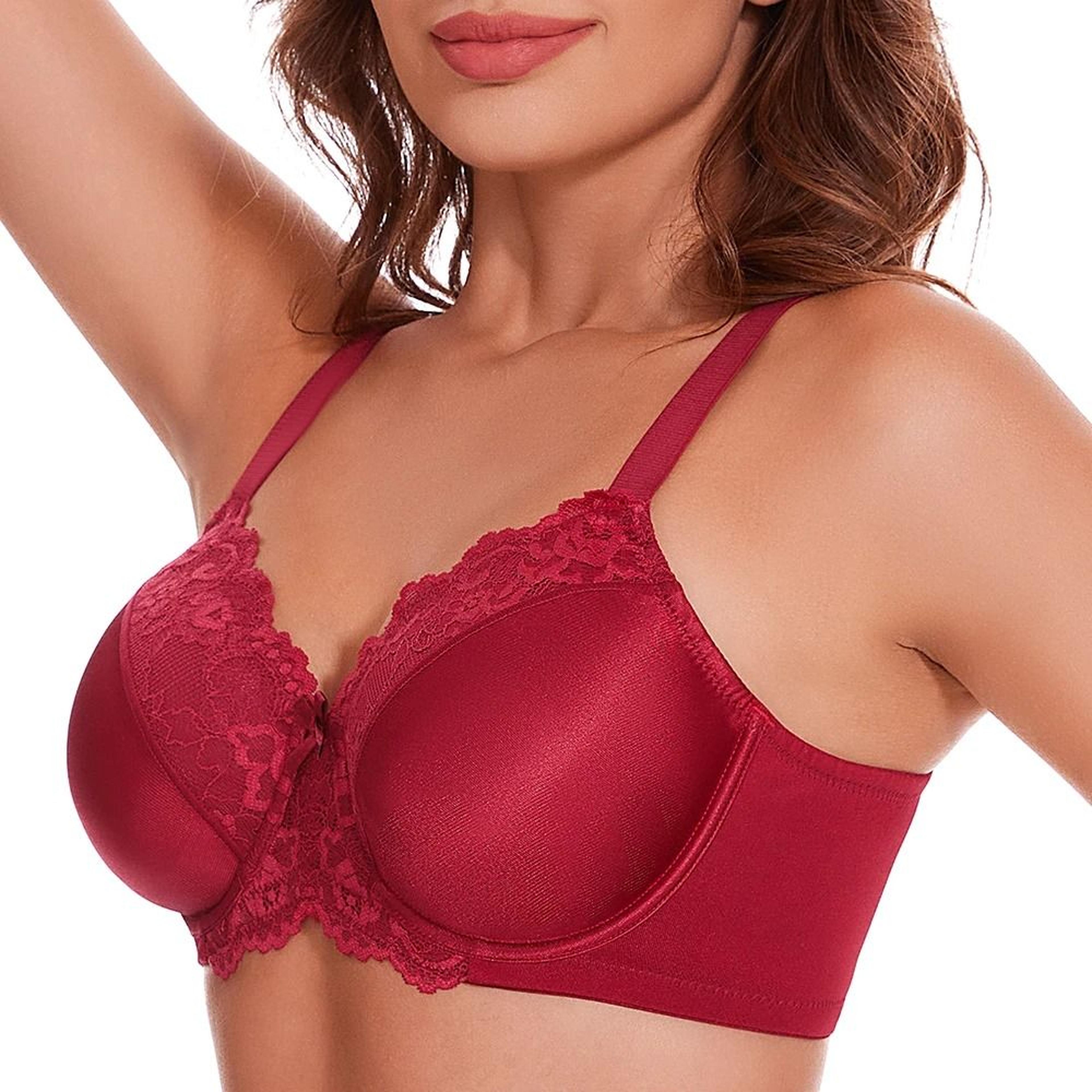 Sheroine Underwire Minimizer Bra  Full Coverage Floral Lace Everyday Comfort 1