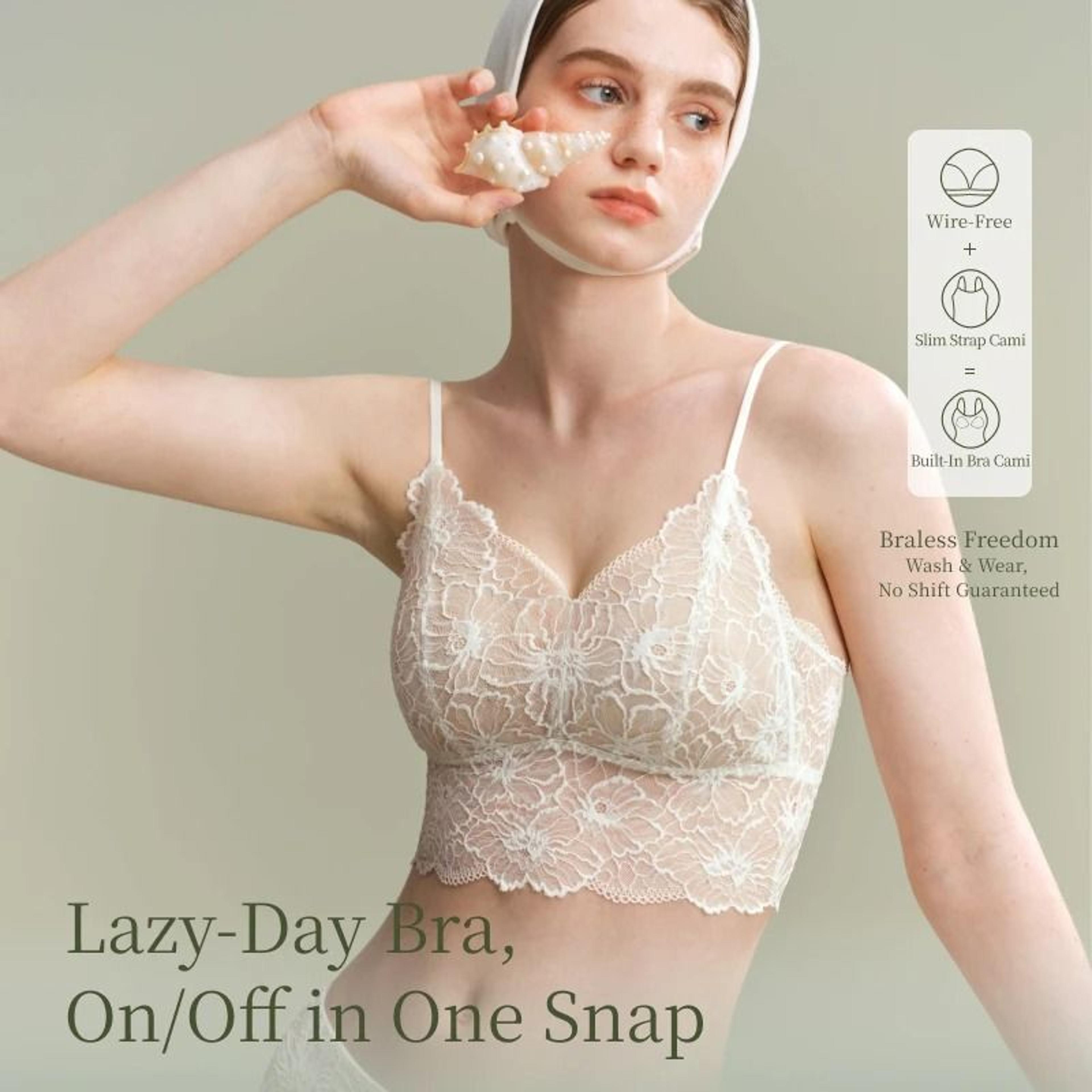SUJIIN Sexy Lace Wireless Seamless Bra Elegant OnePiece Tank Cami Top 1