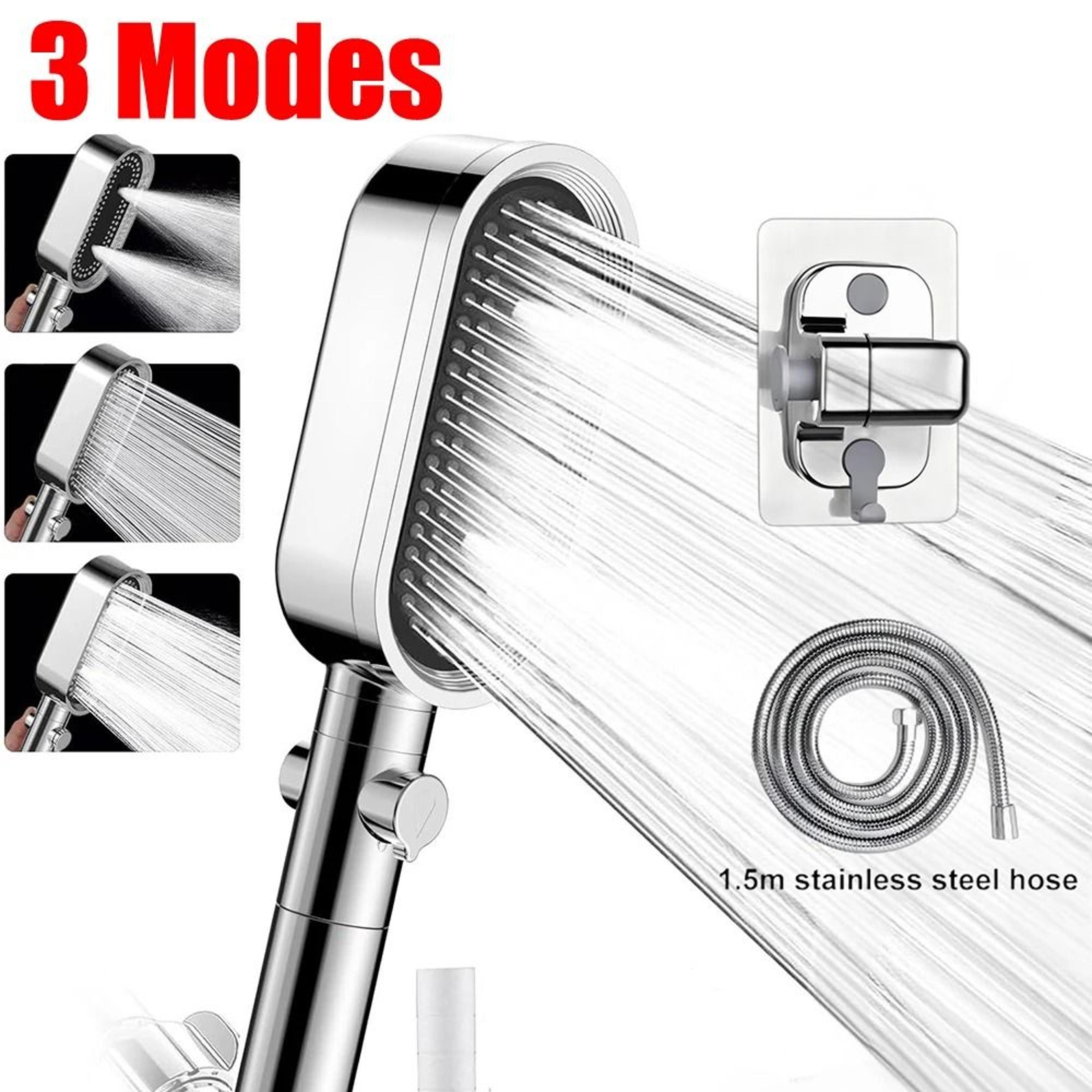 3 modes powerful handheld shower head anti-clogging and anti-limescale flexible bath head