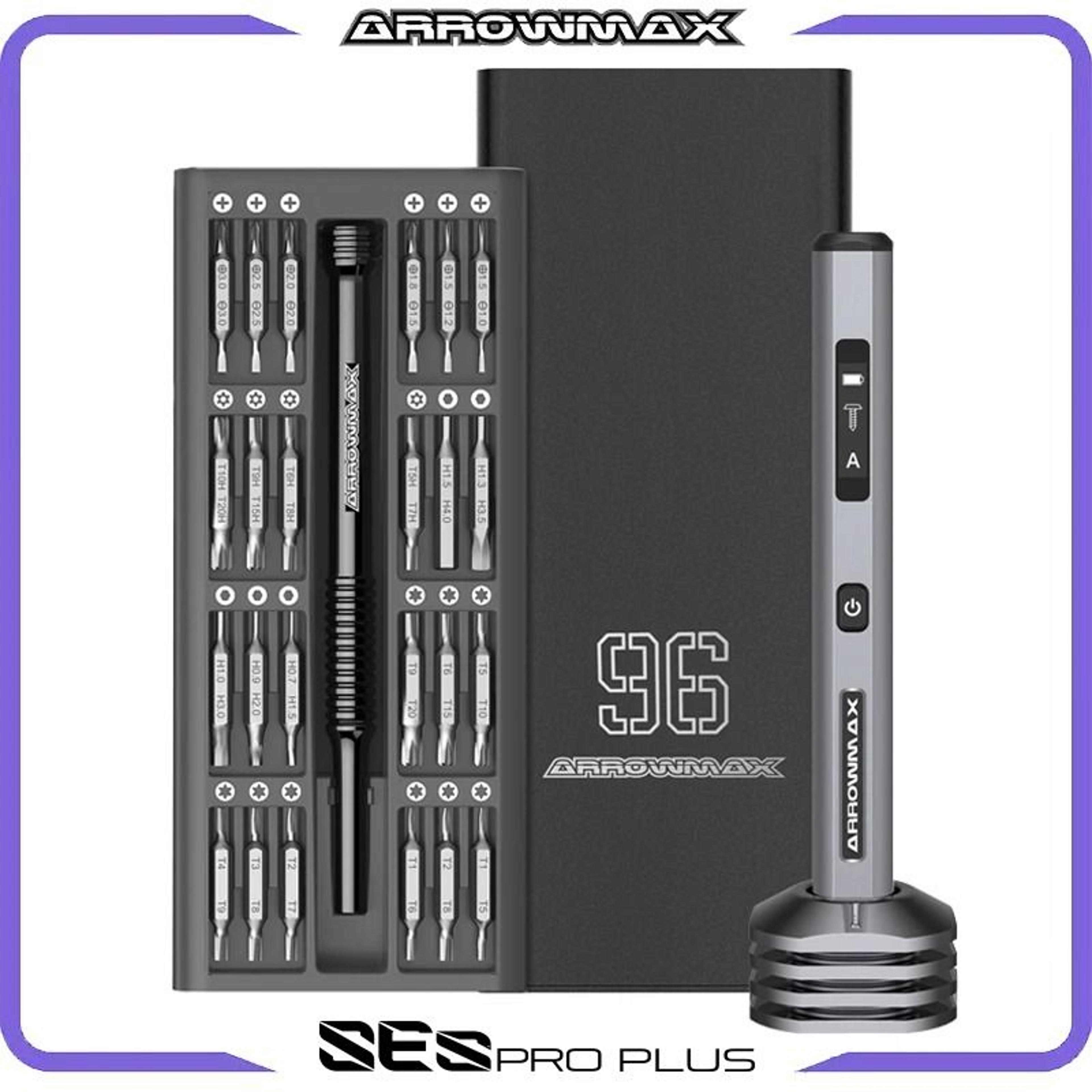 arrowmax ses pro plus precision electric screwdriver set with smart body sensory torque control