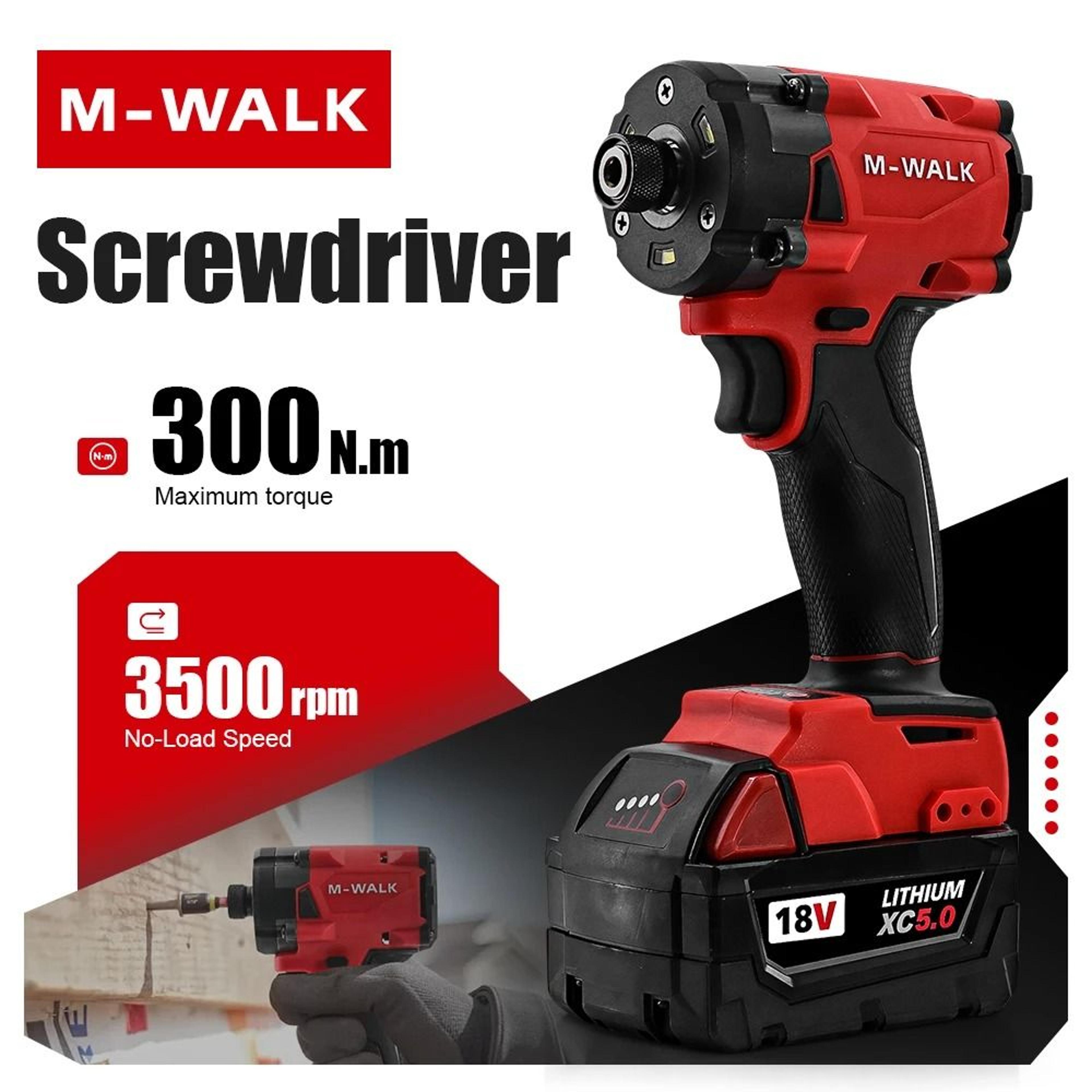 m-walk 300n.m high-power brushless impact driver 18v