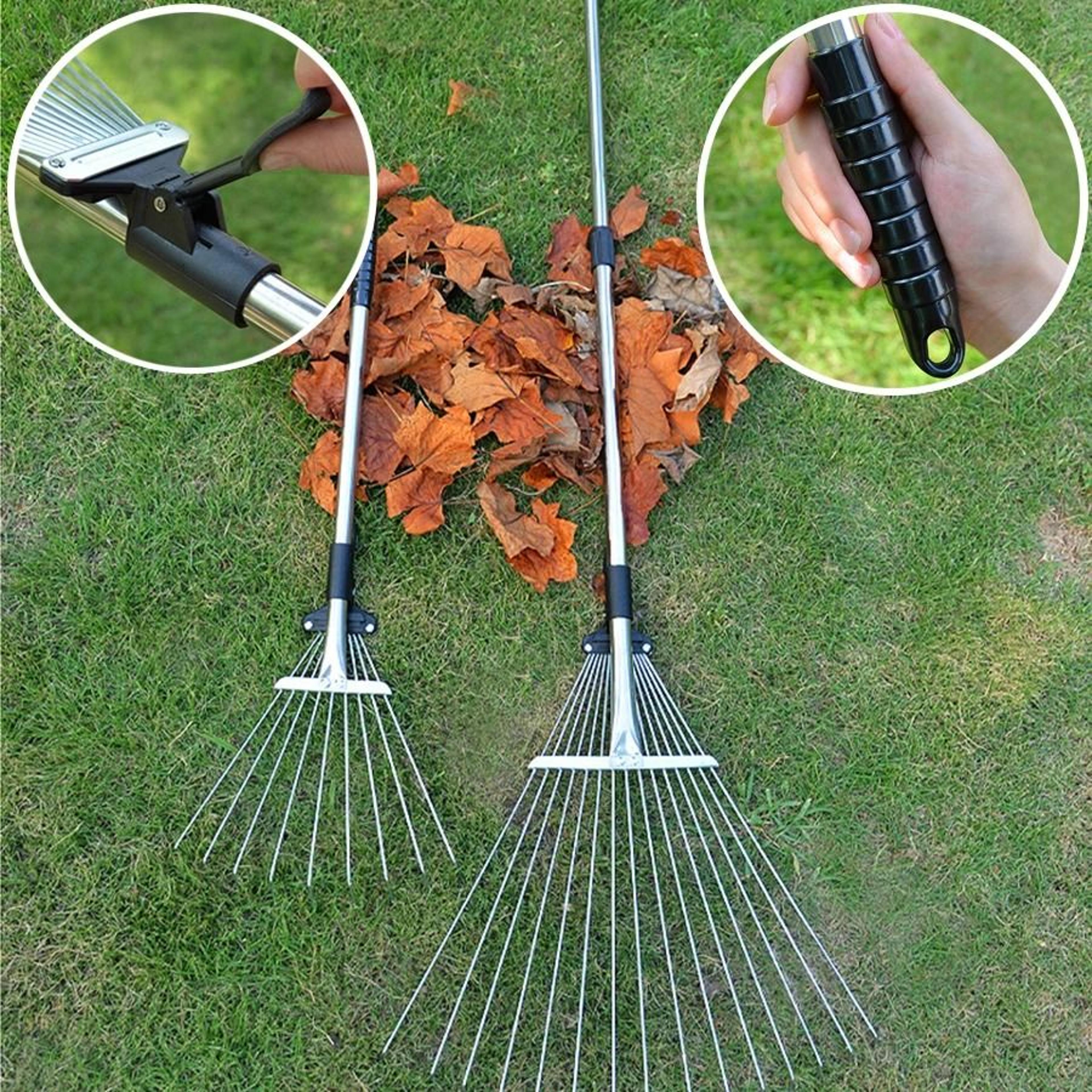 Adjustable Metal Garden Rake  HeavyDuty Farm  Agricultural Leveling Tool For Leaves And Sand 1