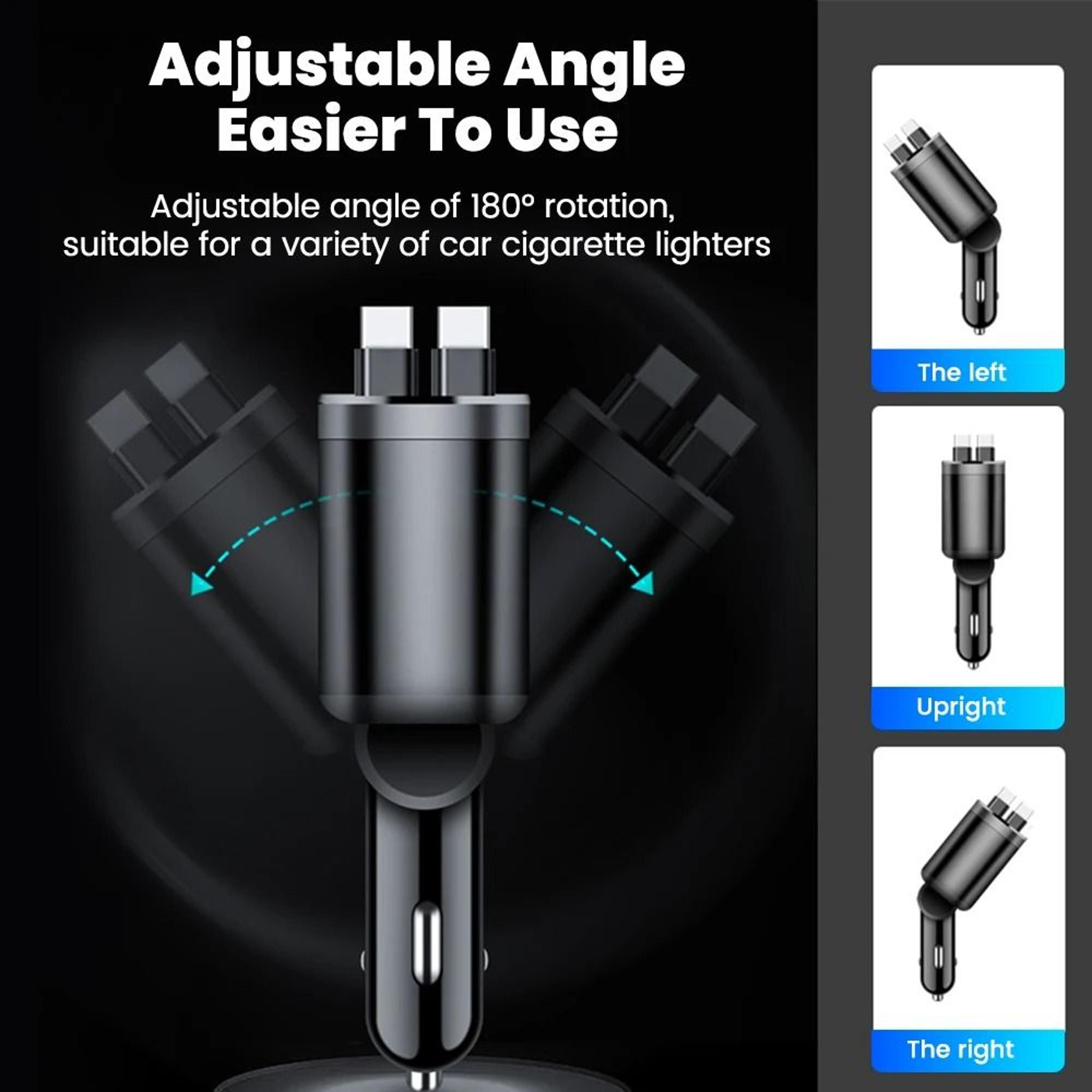 Elough 5in1 Retractable Car Charger Adapter  Fast Charging TypeC  Lightning For IPhone  Samsung 3