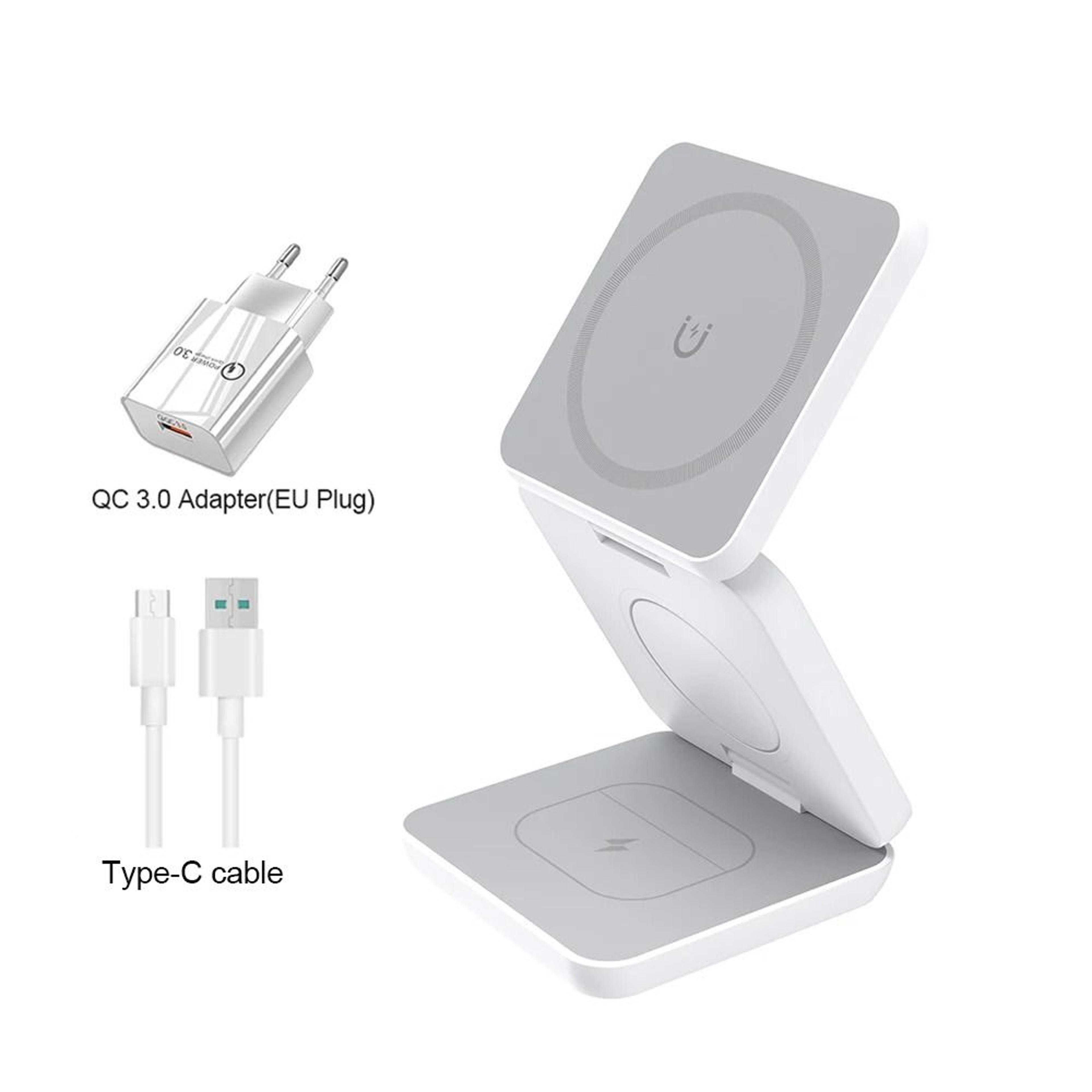 3in1 Foldable Magnetic Wireless Charging Station  Portable Power Hub For IPhone 15 14 13 12 Pro Max 11