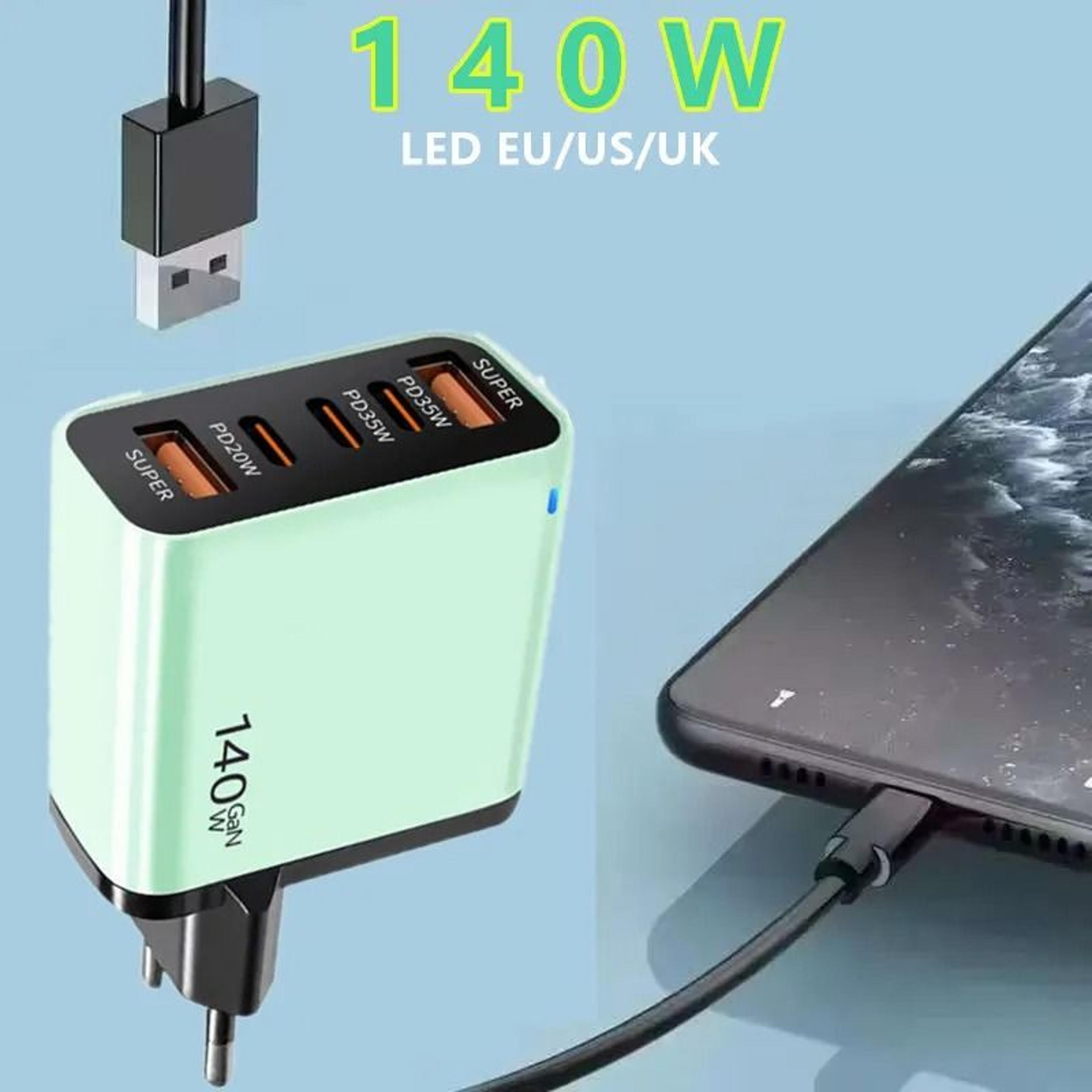 5Port USBC PD Fast Charging Station  4in1 Cable Integrated Quick Charge Hub For IPhone Samsung Xiao 2