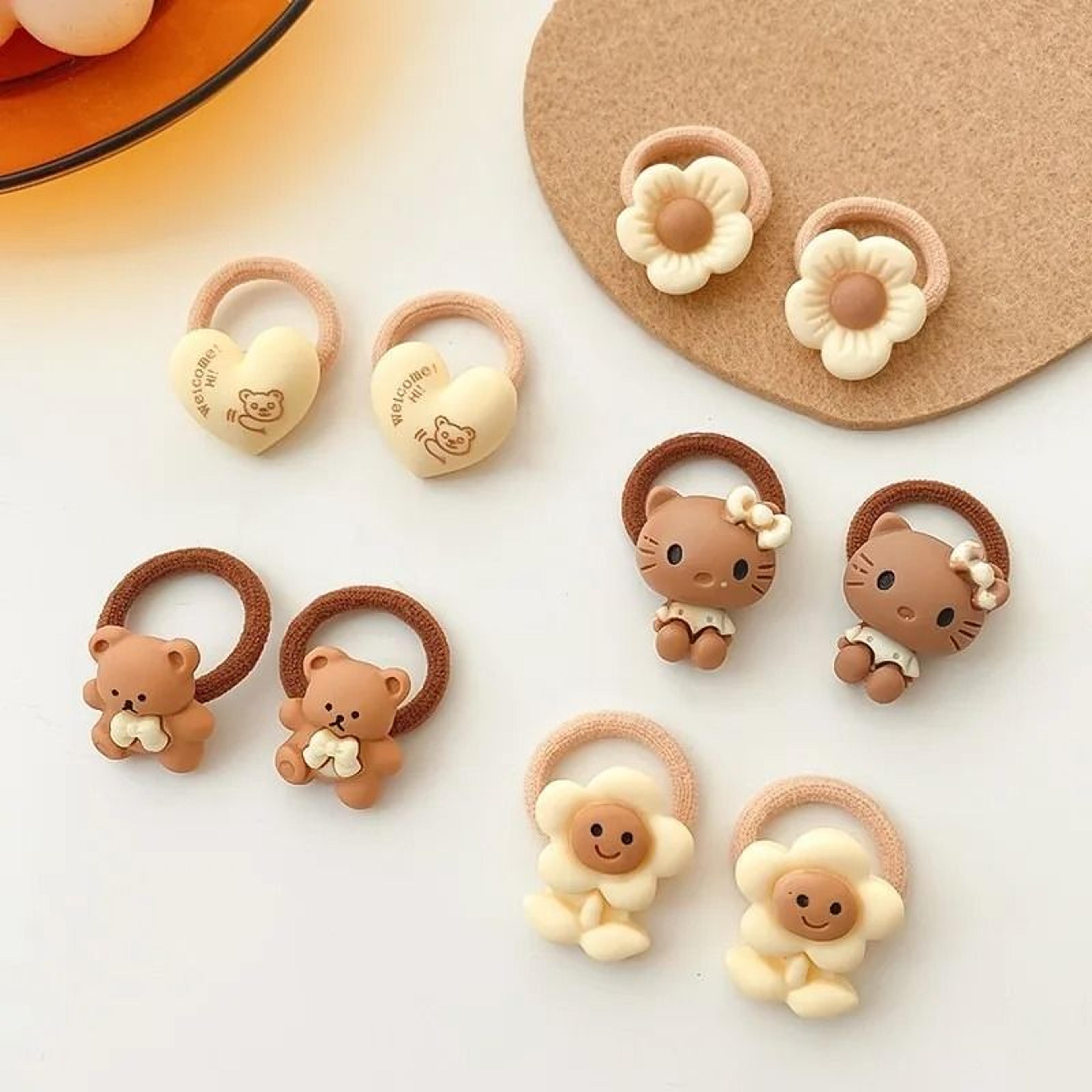 Kawaii Cartoon Baby Hair Scrunchies  Cute Elastic Rubber Bands  Hair Ties For Children And Kids 6