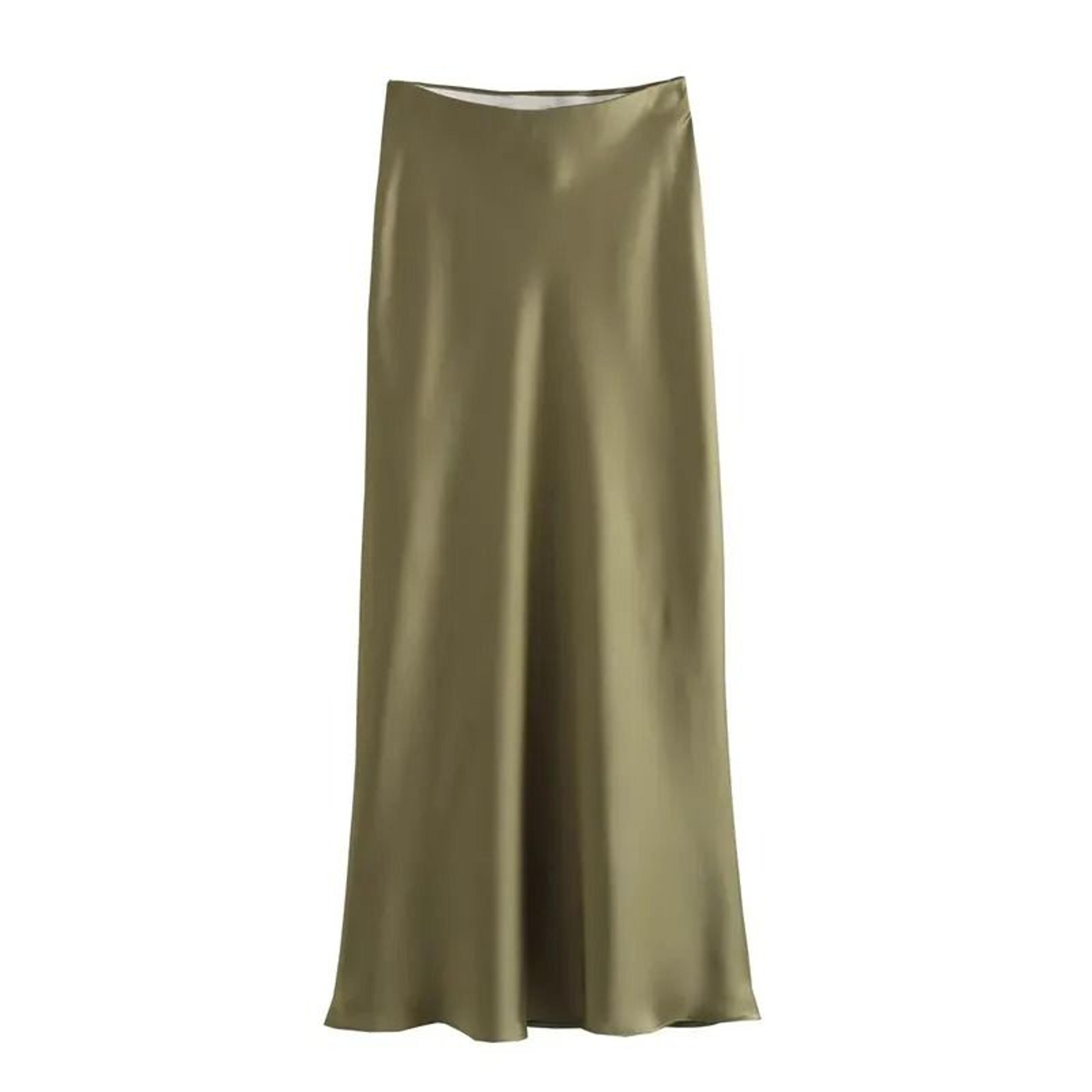 MUJER Woman 2025 High Waist Satin Midi Skirt  Elegant Black Summer Long Skirt For Office  Professio 8