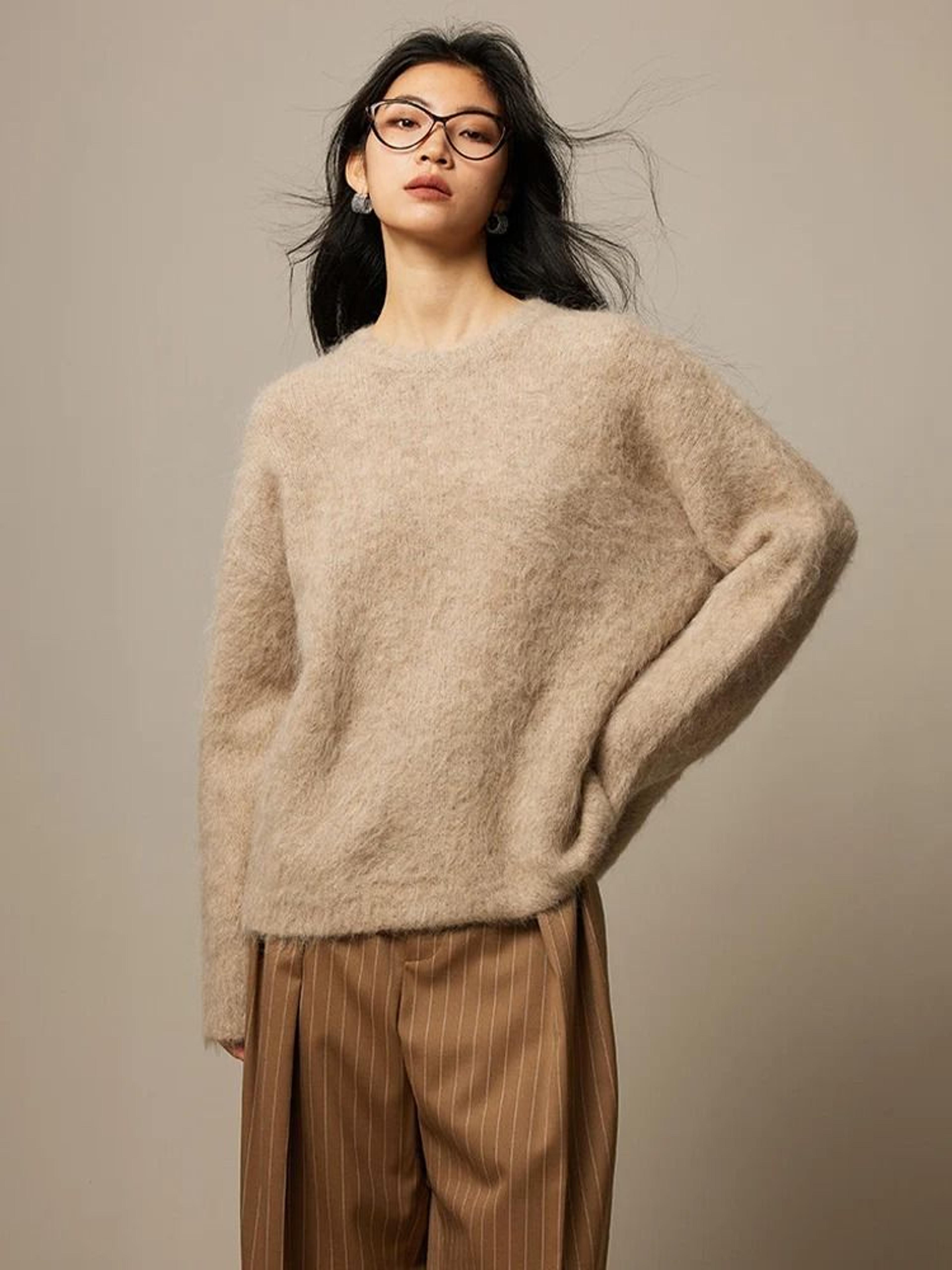 SuyaDream Warm Alpaca Pullover  Loose Dropped Sleeve Luxury Sweater For 2025 FallWinter 10