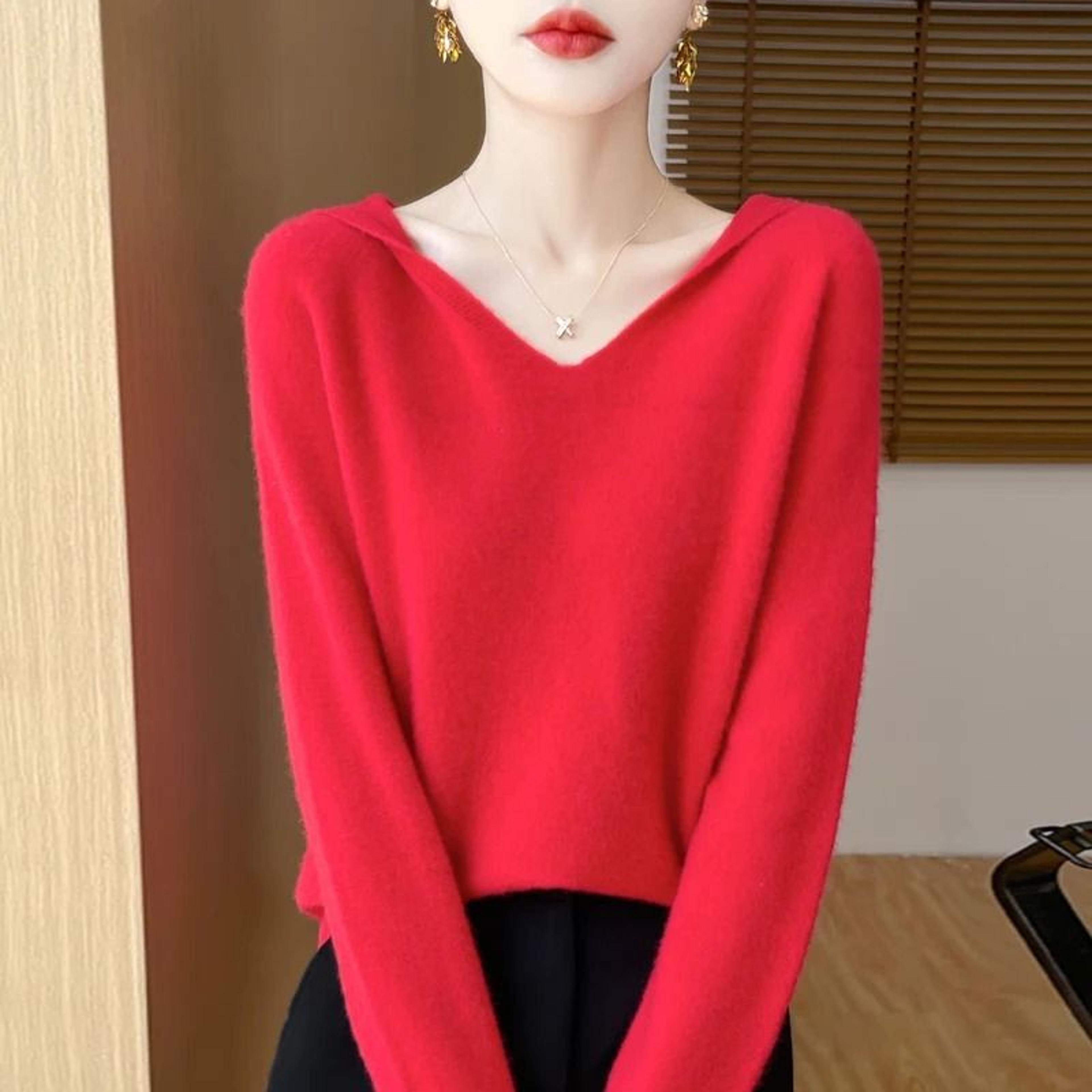 Womens 100 Merino Wool Hooded Pullover  Premium Soft CashmereTouch Knitwear For Autumn  Winter 4