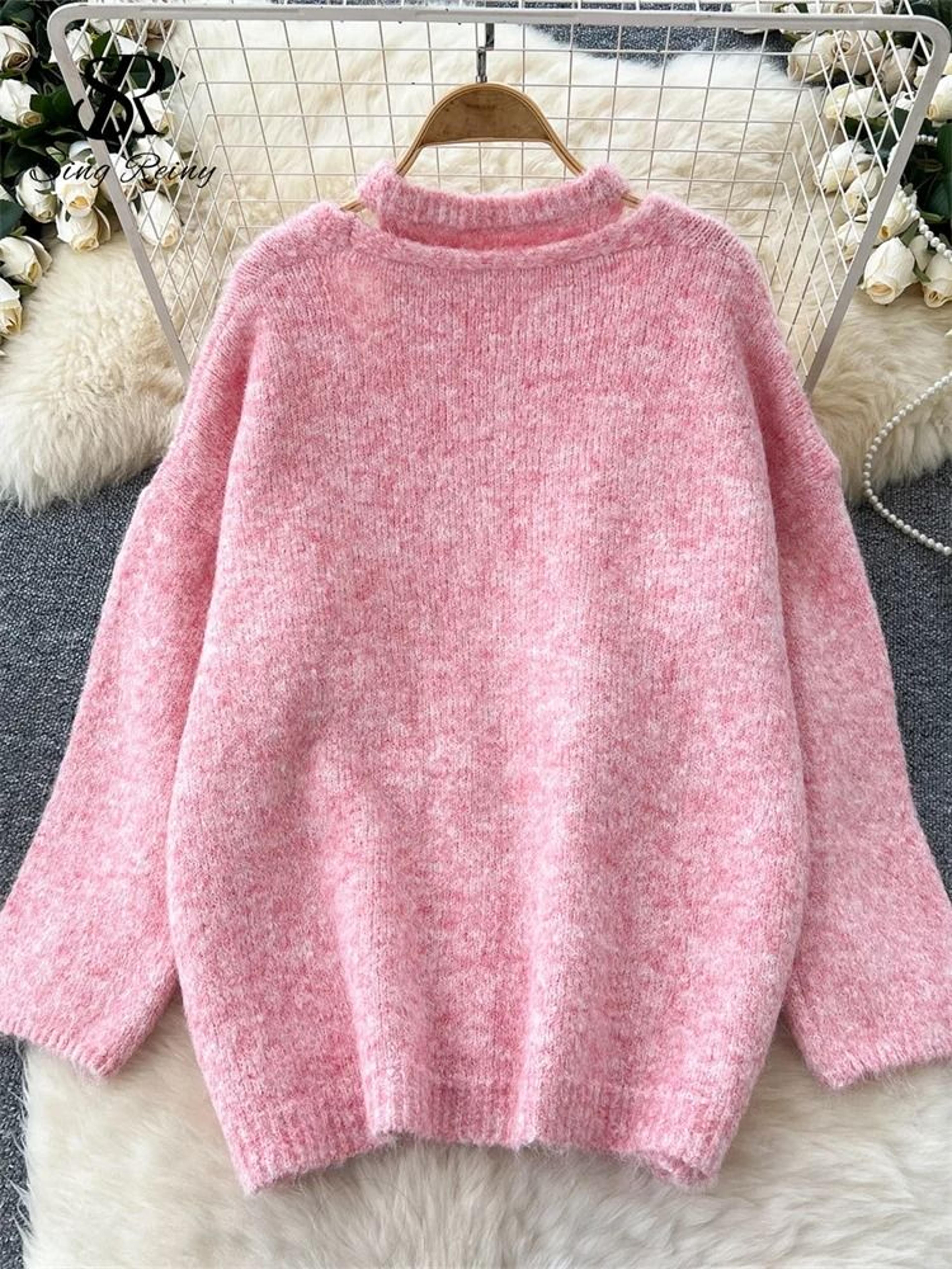 SINGREINY Fashion Solid Cashmere 2Piece Set  Loose Warm Cardigan  Sleeveless Knitting Tank Top 5