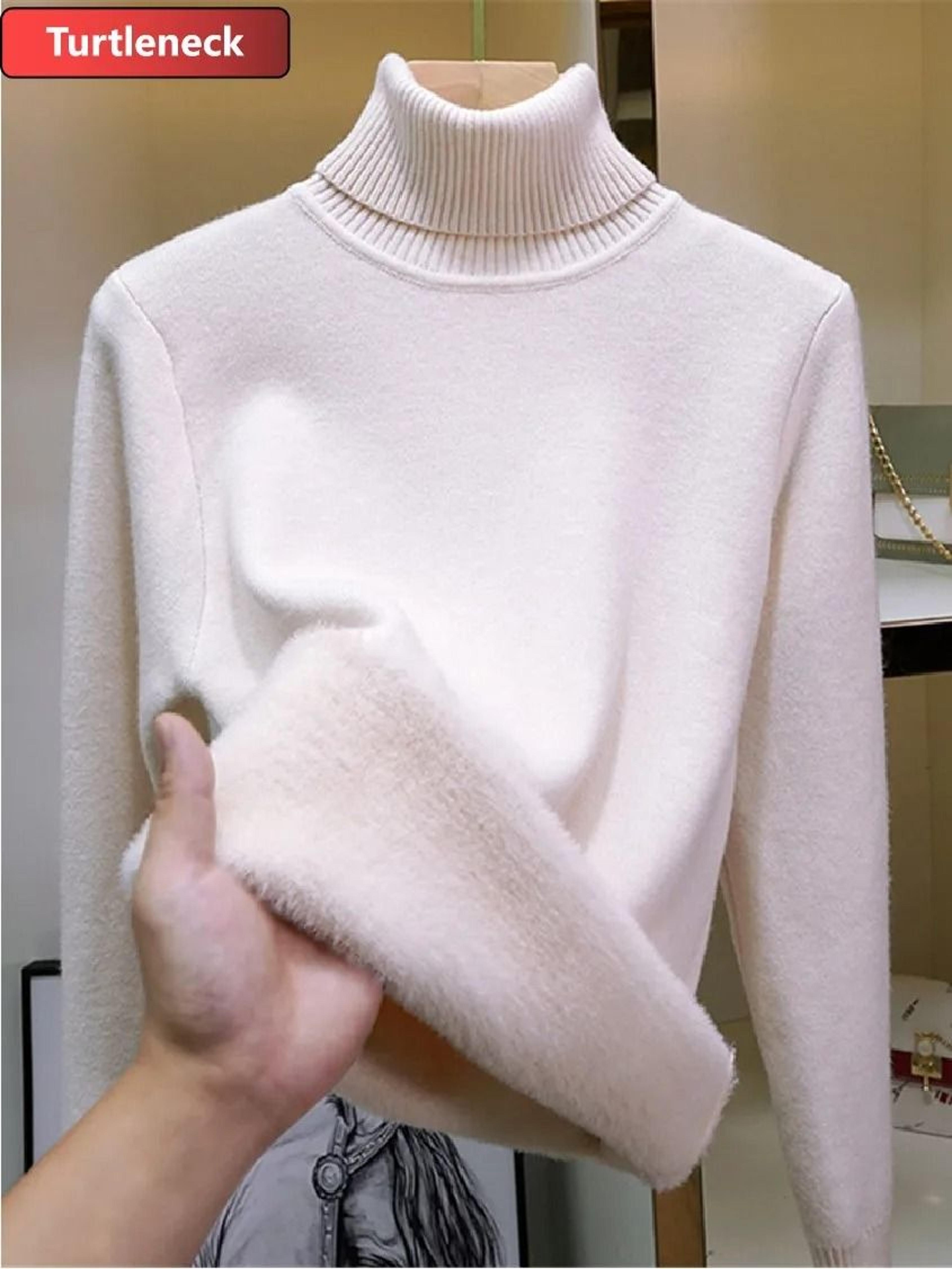 Thicken Velvet Turtleneck Sweater  Korean Fashion Lined Warm Knitted Pullover  Winter Jersey Jumper 9