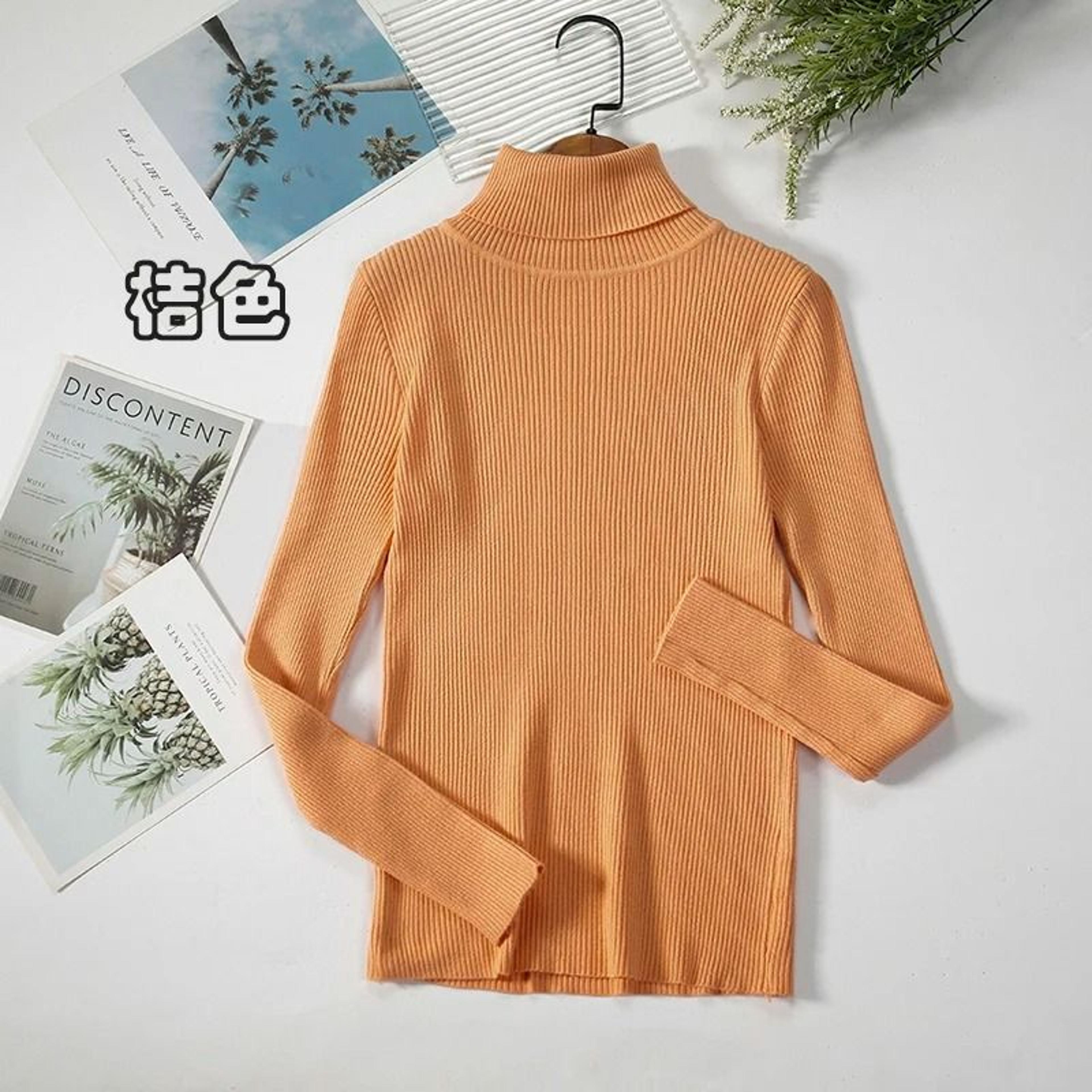 2026 Simple Womens Turtleneck Sweater  Winter Fashion Elastic Knit Pullover  Casual Solid Jumper 12