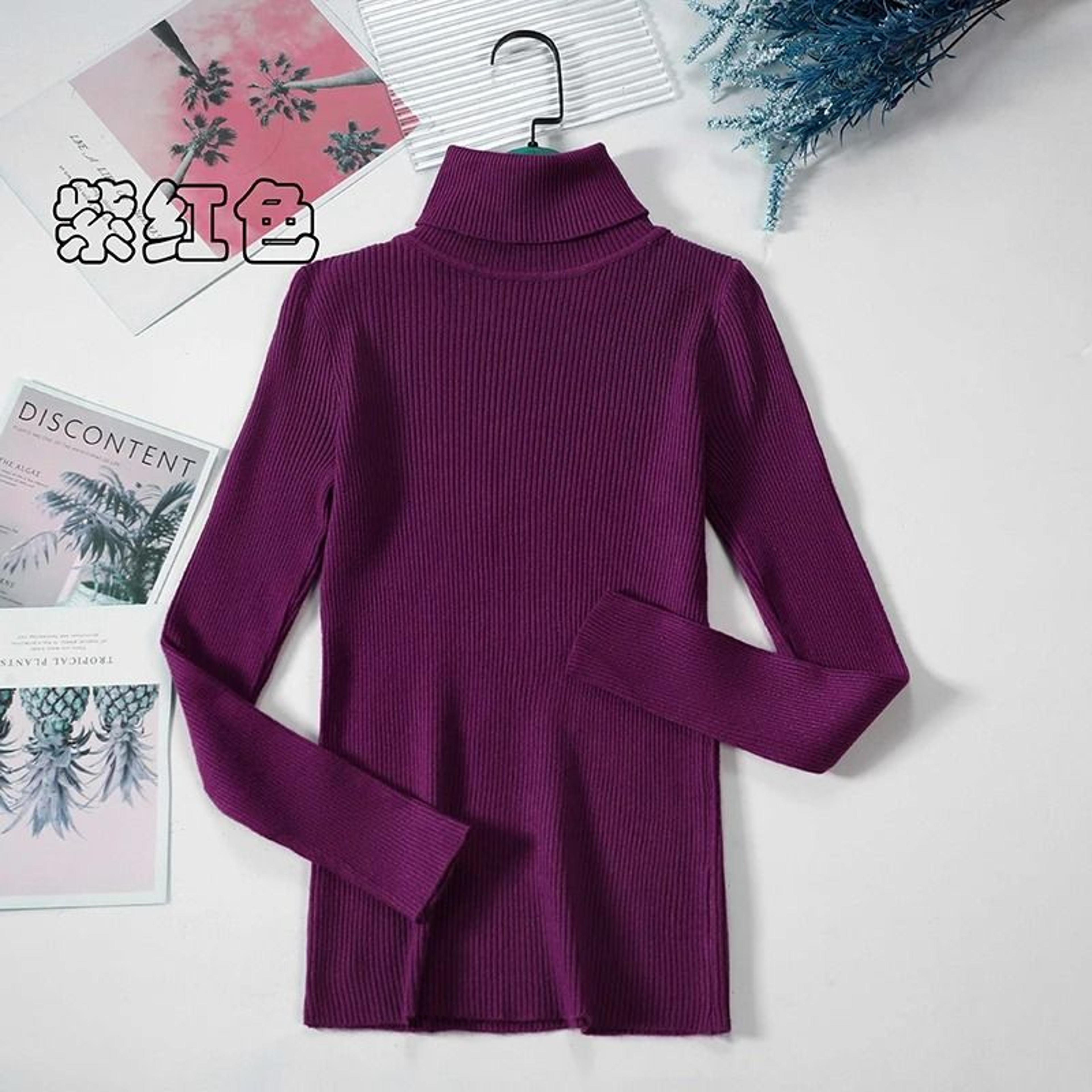 2026 Simple Womens Turtleneck Sweater  Winter Fashion Elastic Knit Pullover  Casual Solid Jumper 18