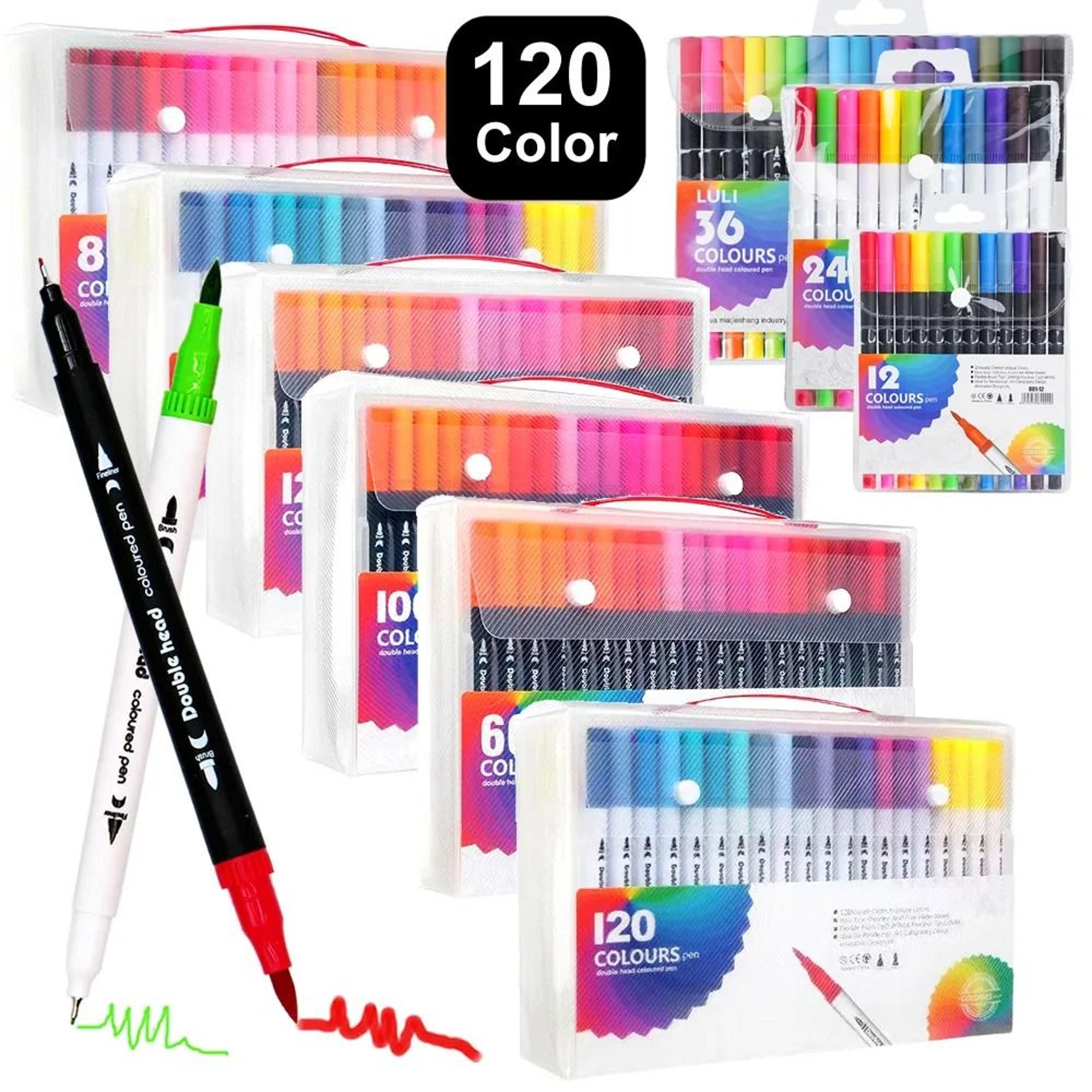 professional dual-tip art markers – 12/60/120 colors for drawing, sketching & hand lettering