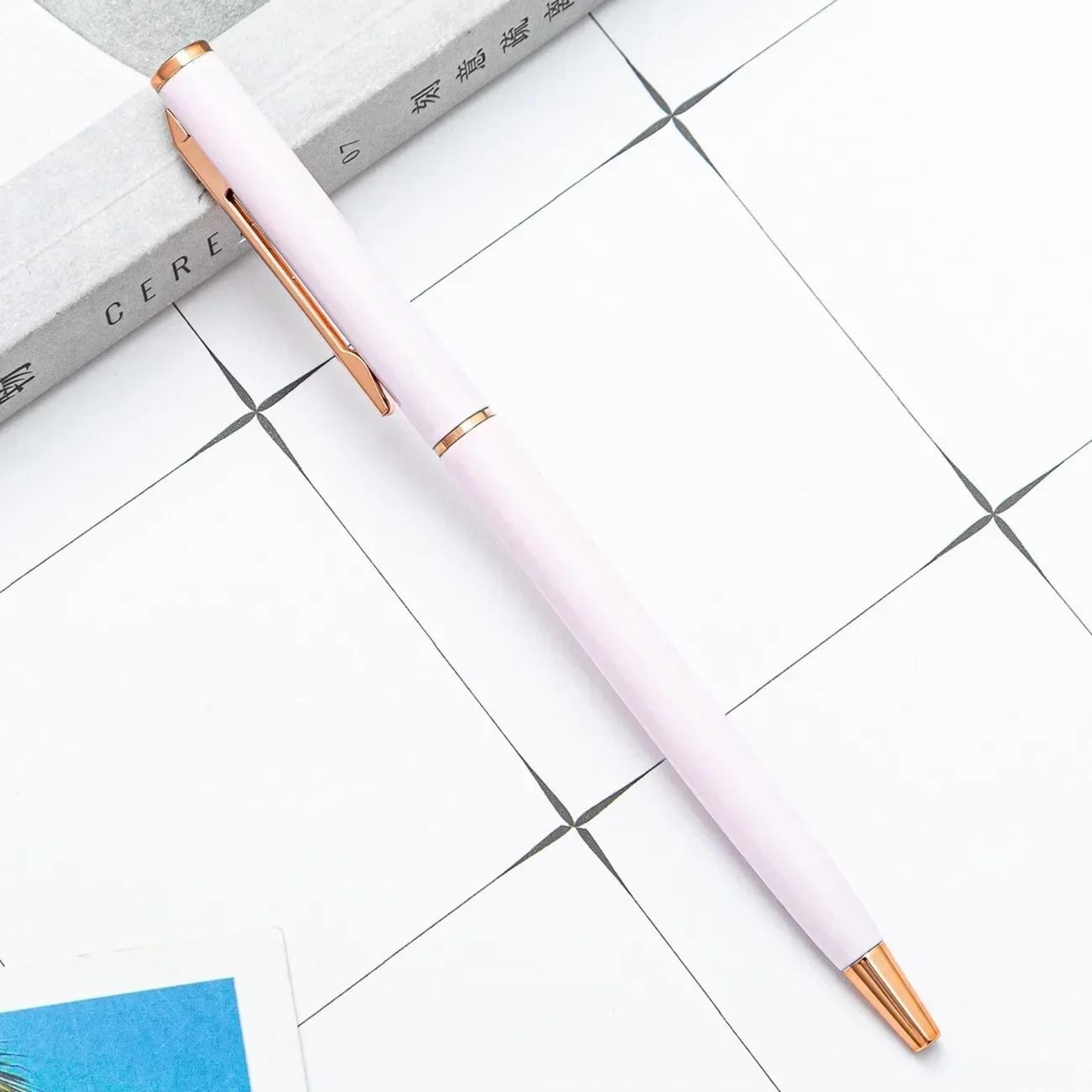 New Slim Rose Gold Metal Ballpoint Pens  Custom Engraved Logo  Executive Advertising Gift Set 23