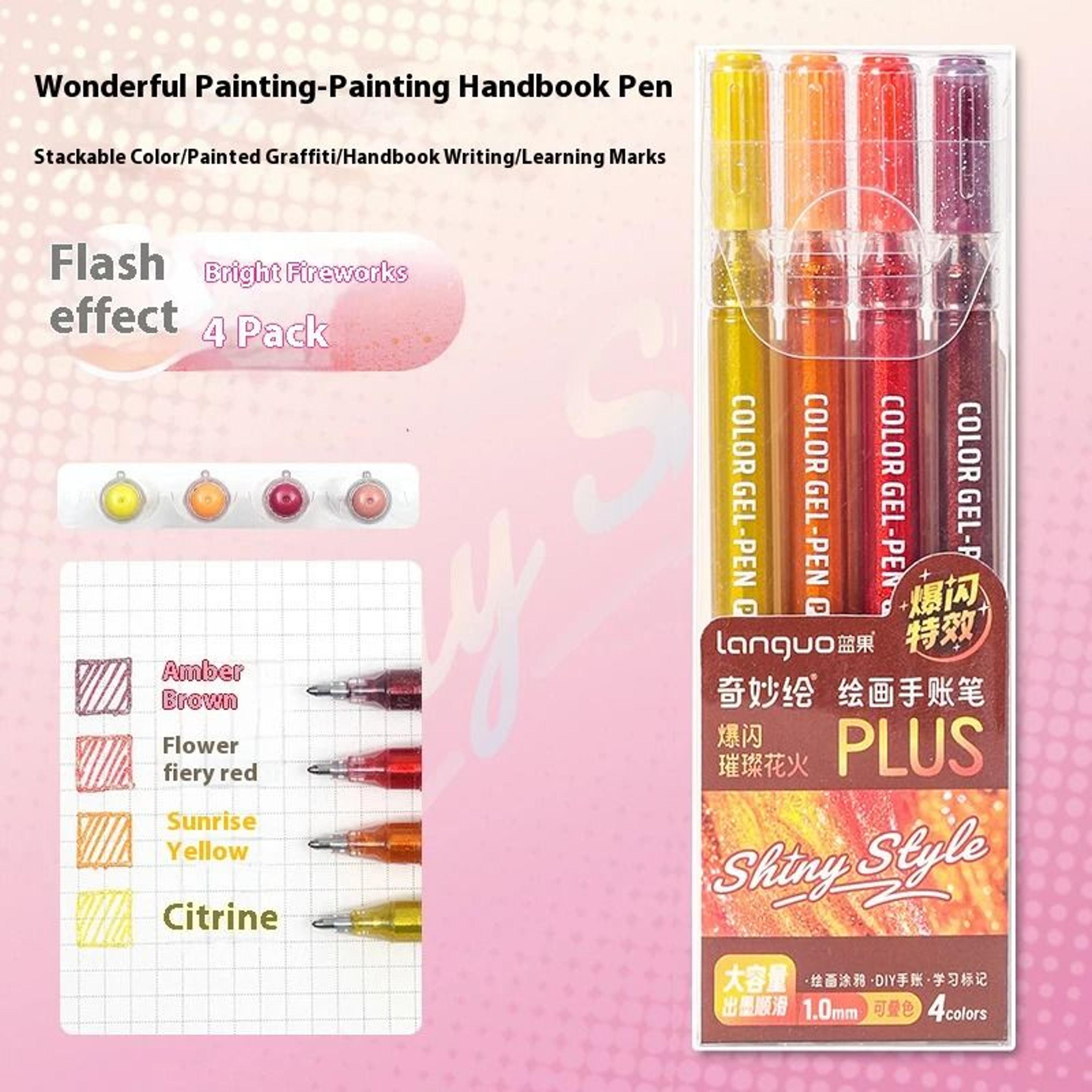 Languo 10mm Glitter Effects Color Gel Pen Set  Premium Highlighting  Handbook Stationery For Studen 10