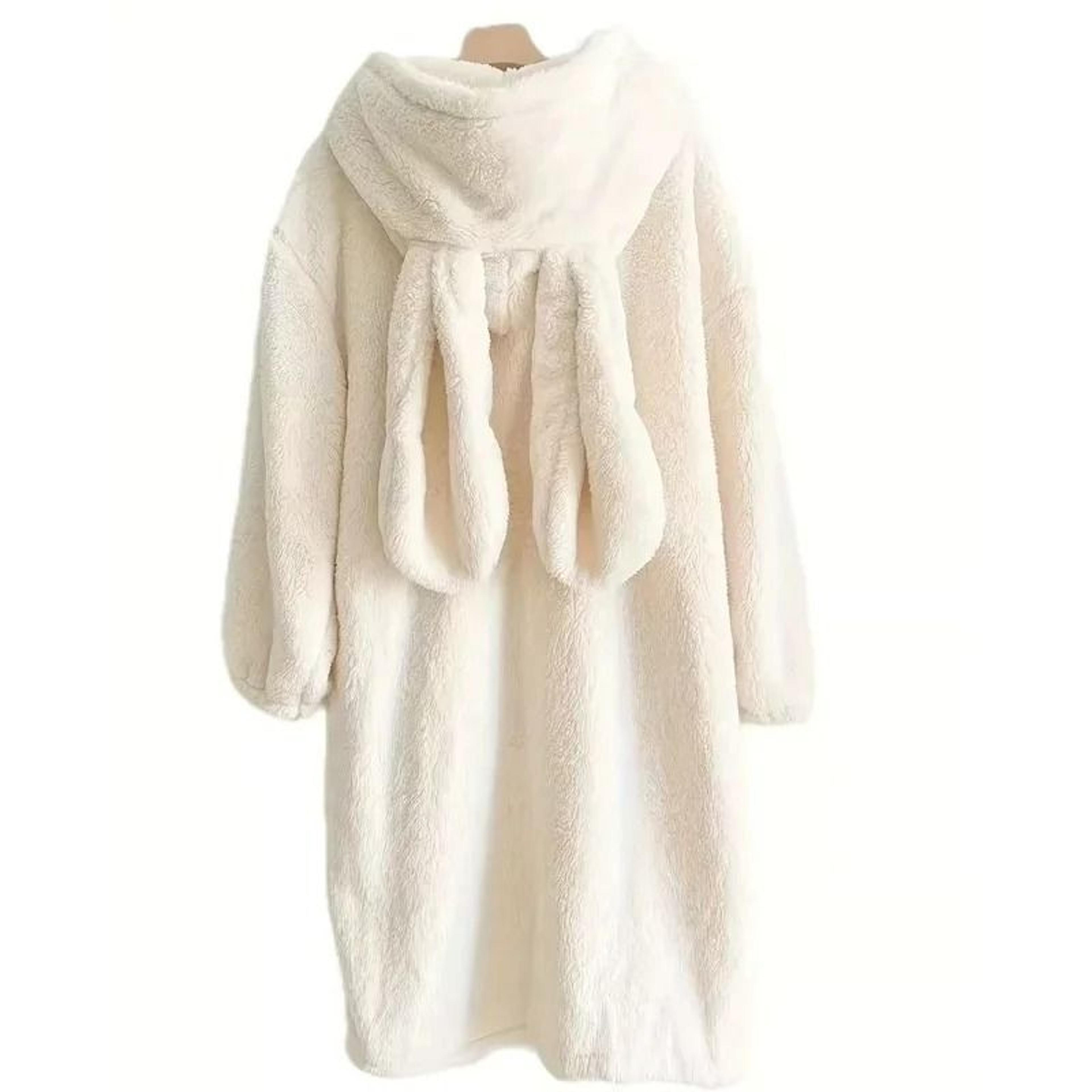 Autumn And Winter Ladies Warm Rabbit Ear Pajamas  Cartoon New Robe  Ins Girls Student Homewear 4