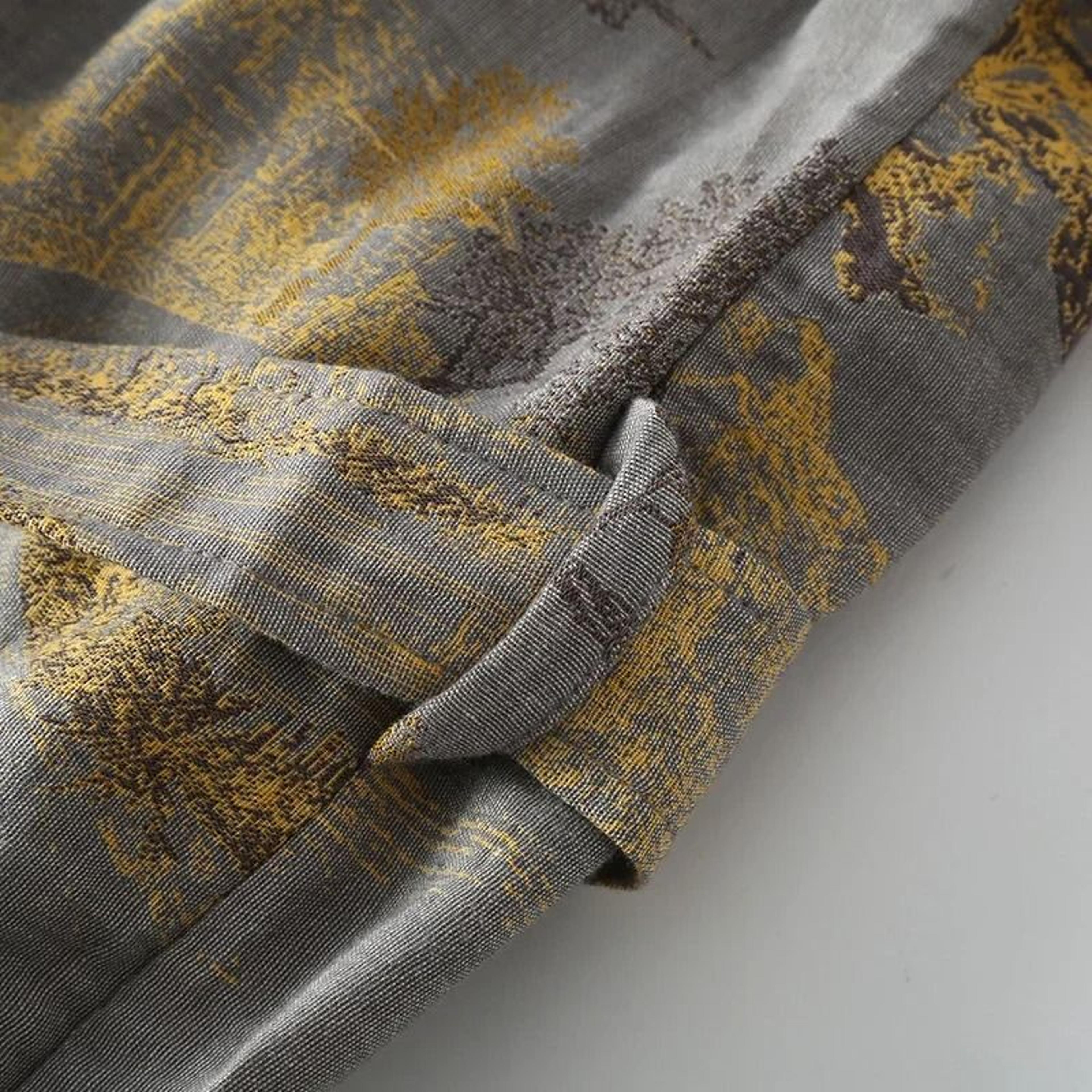 Mens Premium Cotton Kimono Robe  Breathable Jacquard Printed SpringSummer Pajamas With Belt 3