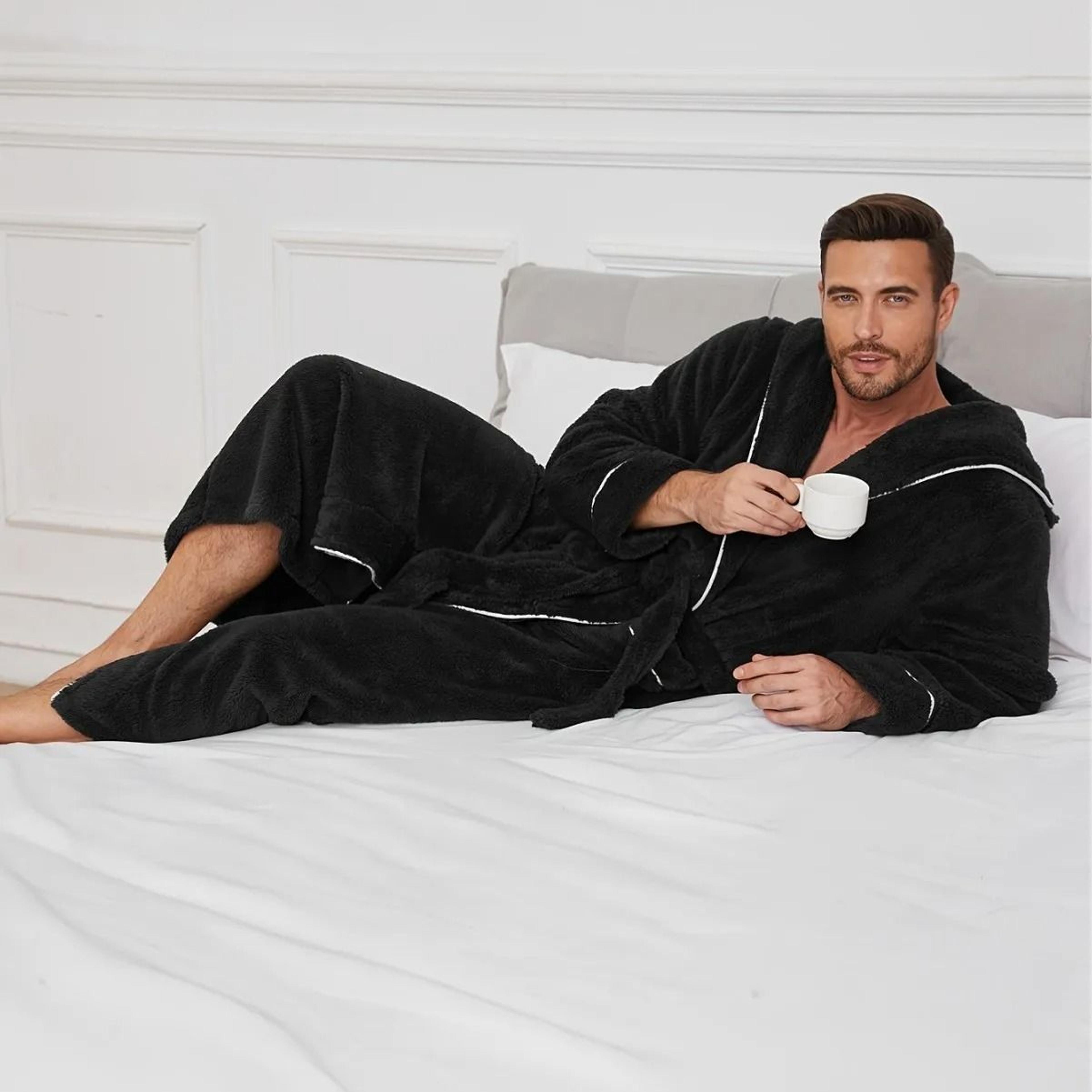 Luxury Cotton Flannel Couples Bathrobe  Warm Open Weave Winter Sleepwear  Comfort Nightwear 1