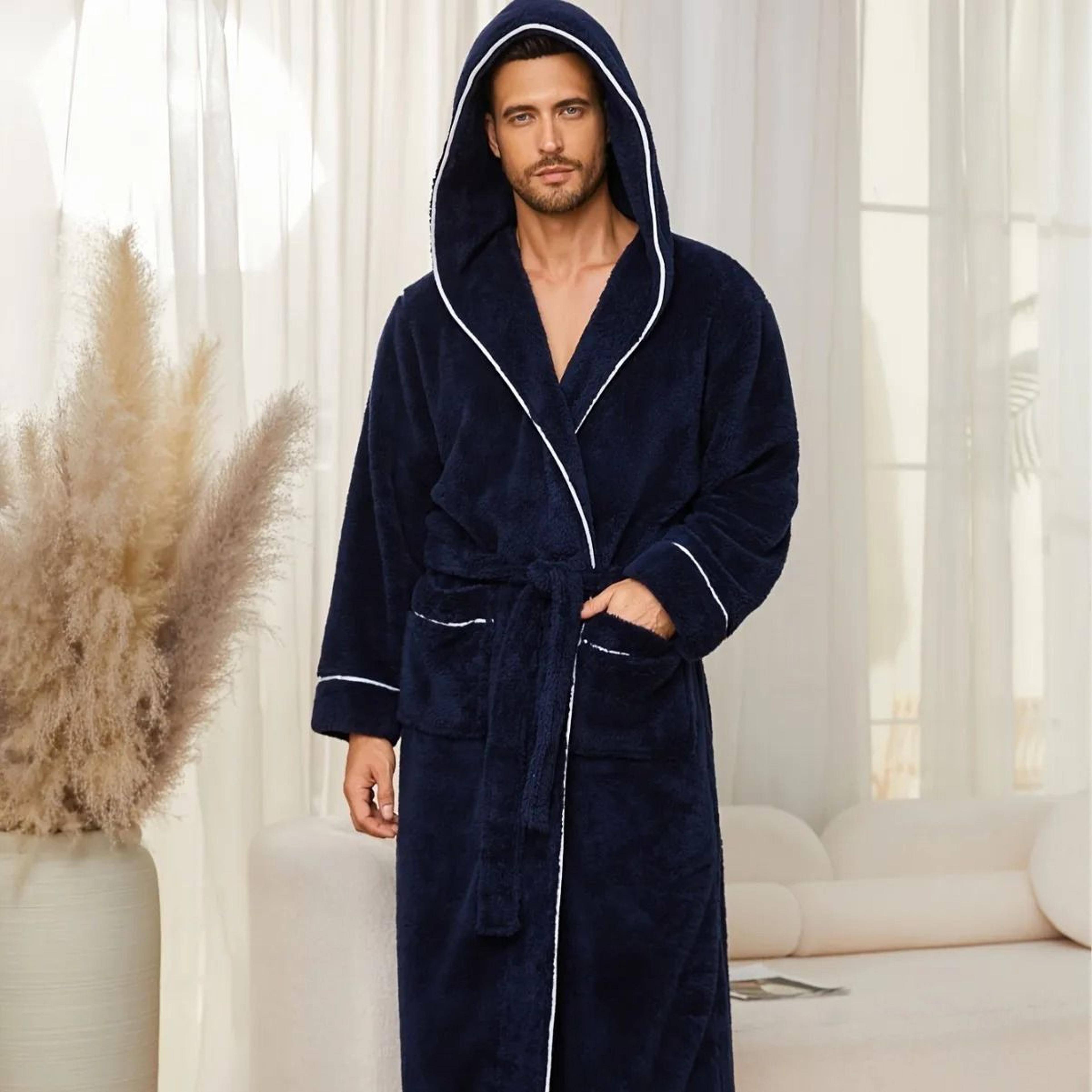 Luxury Cotton Flannel Couples Bathrobe  Warm Open Weave Winter Sleepwear  Comfort Nightwear 3