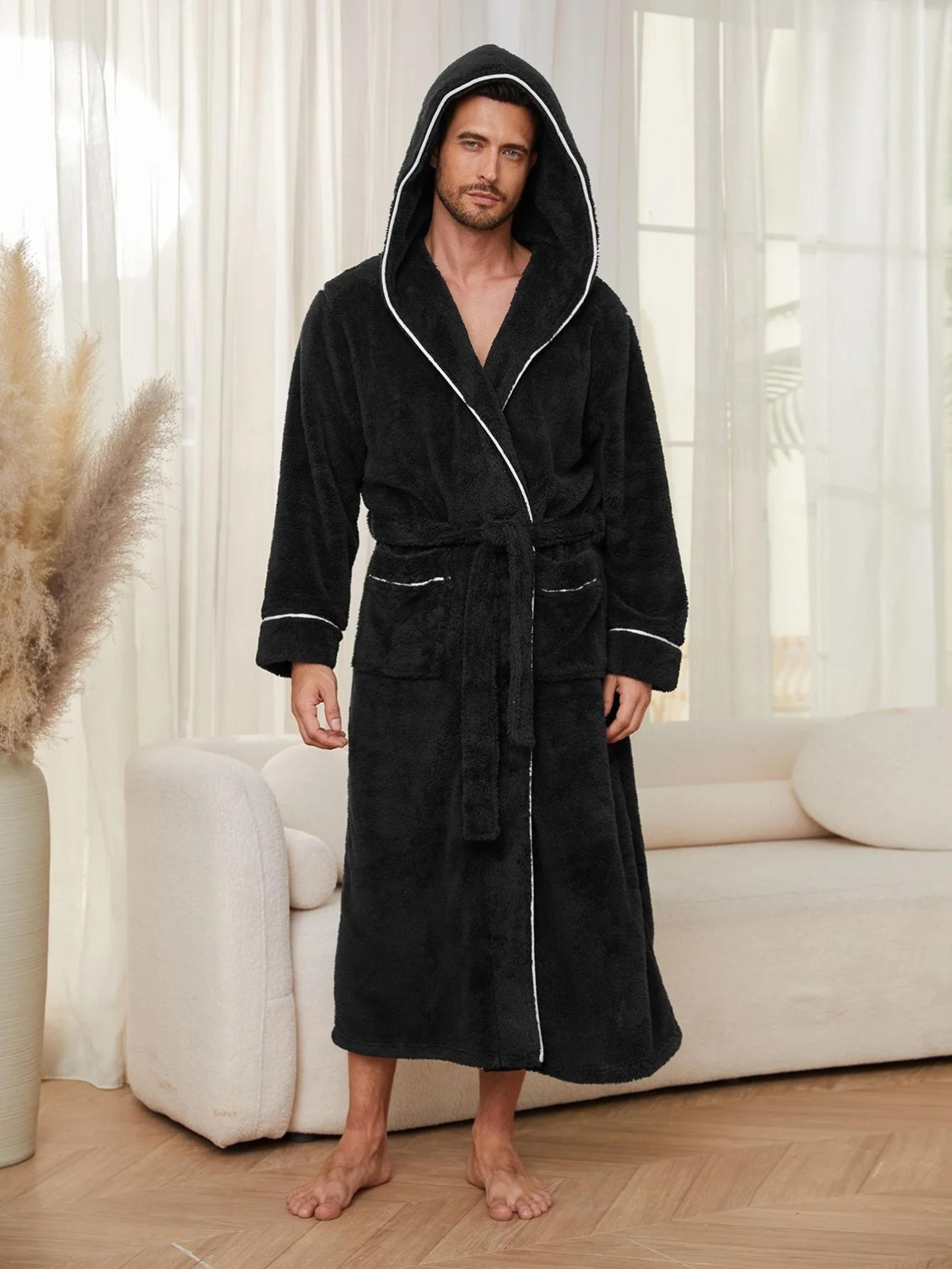 Luxury Cotton Flannel Couples Bathrobe  Warm Open Weave Winter Sleepwear  Comfort Nightwear 5