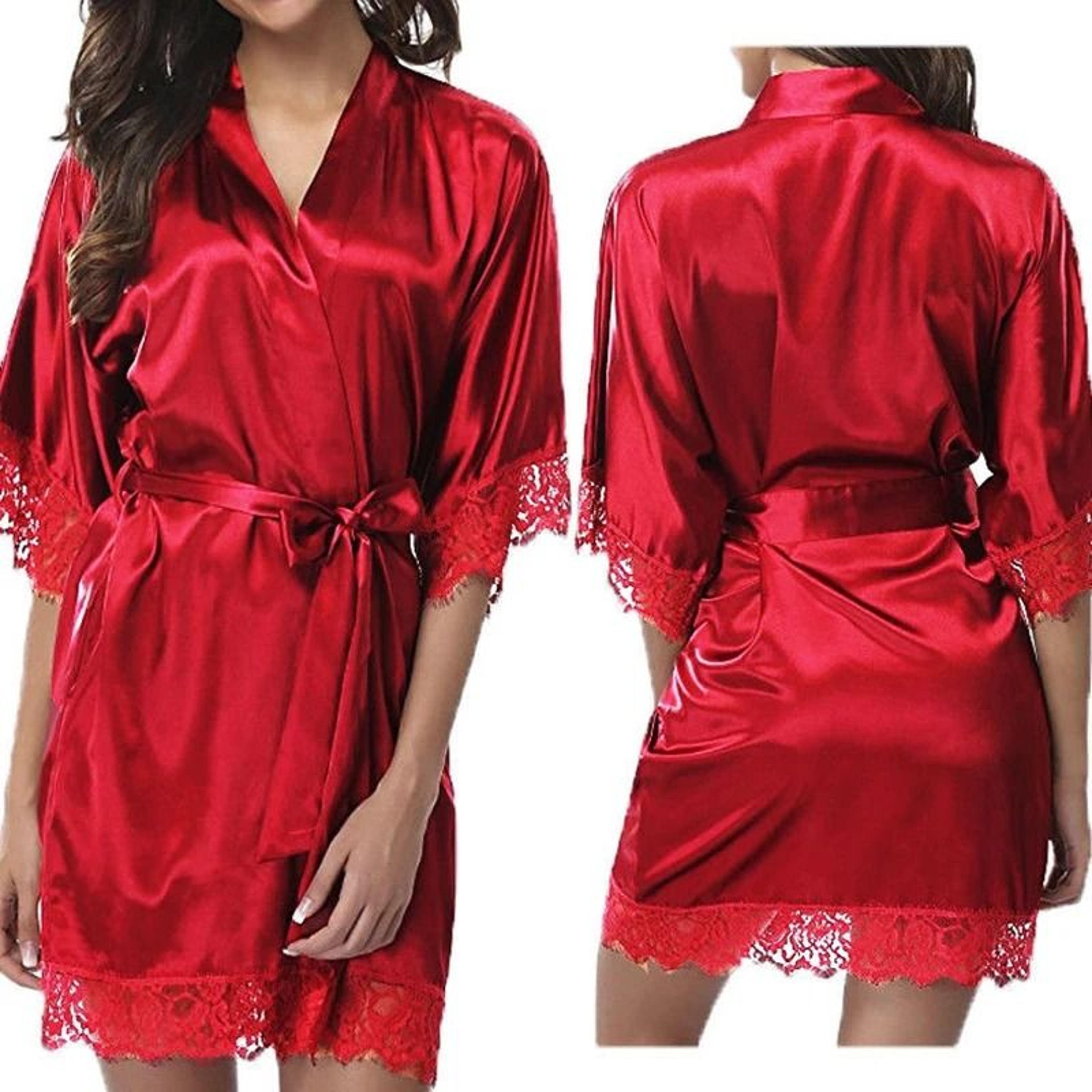 Glossy Ice Silk Womens Robe  Professional Plus Size Nightgown  Fashion Trend Homewear 6