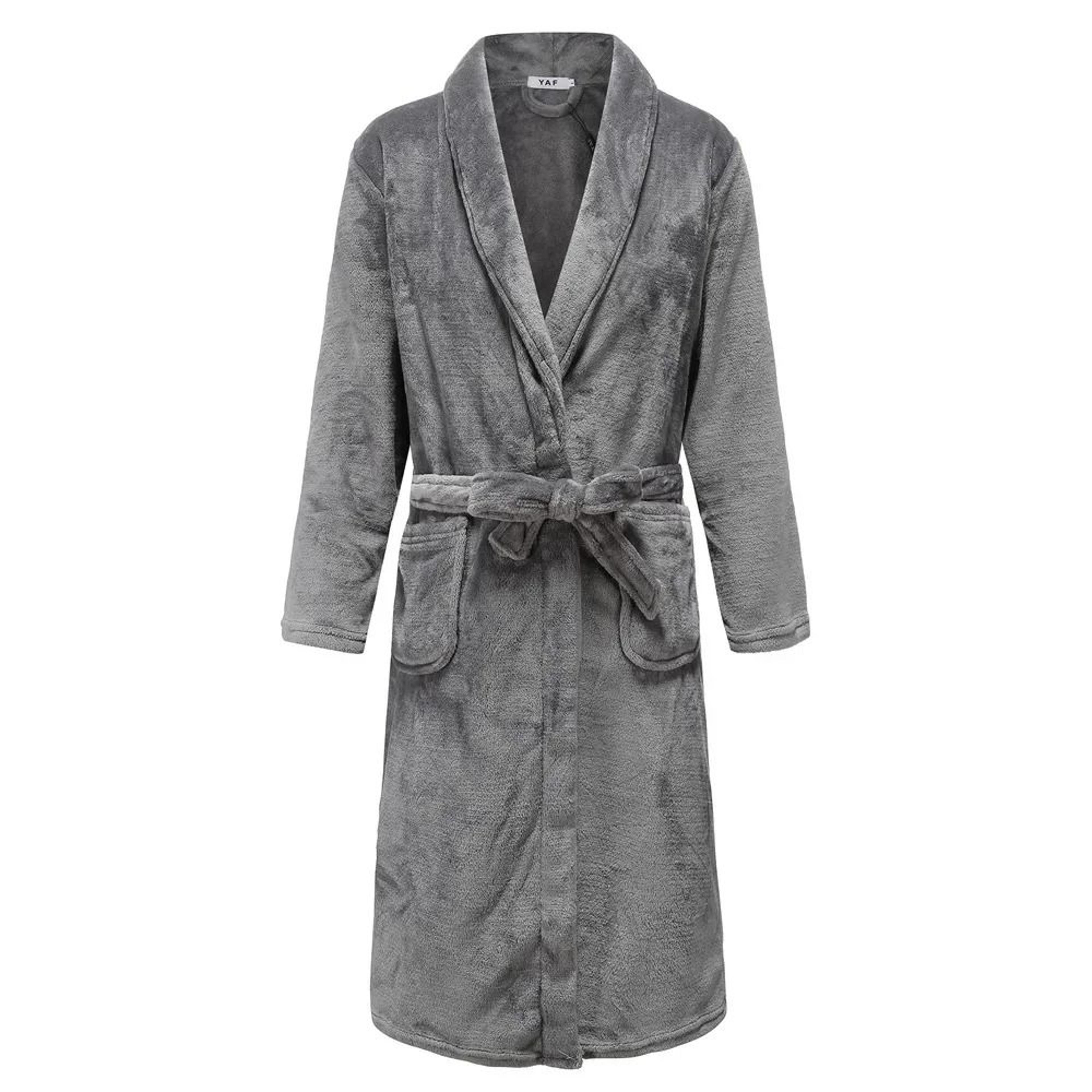 Mens Plus Size Thick Flannel Robe  Professional Coral Fleece Kimono  Winter Sleepwear Gown 10