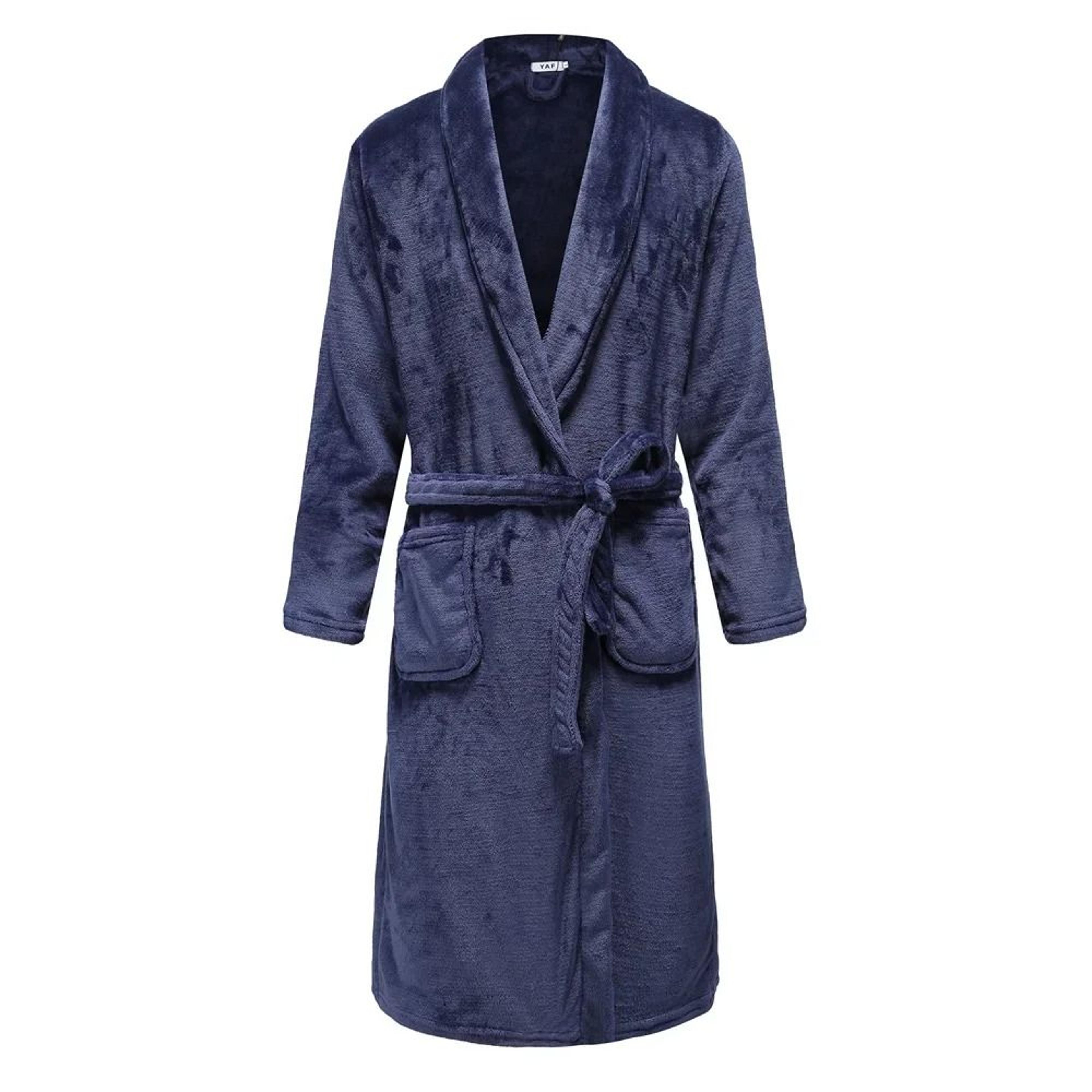 Mens Plus Size Thick Flannel Robe  Professional Coral Fleece Kimono  Winter Sleepwear Gown 12