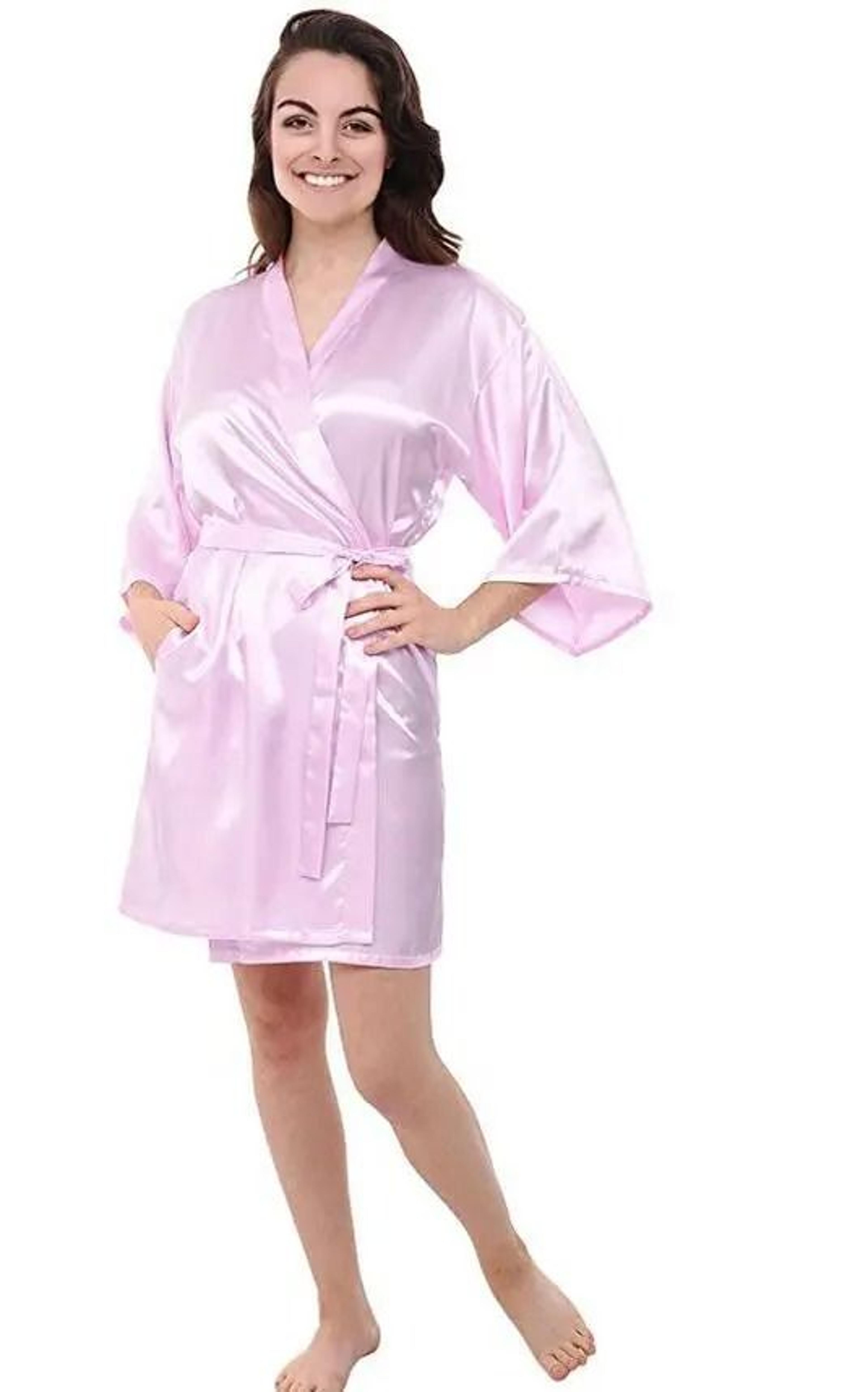 Solid Silk Satin Short Kimono Robe  Professional Bridal Party Peignoir  Sexy Fashion Bathrobe 20