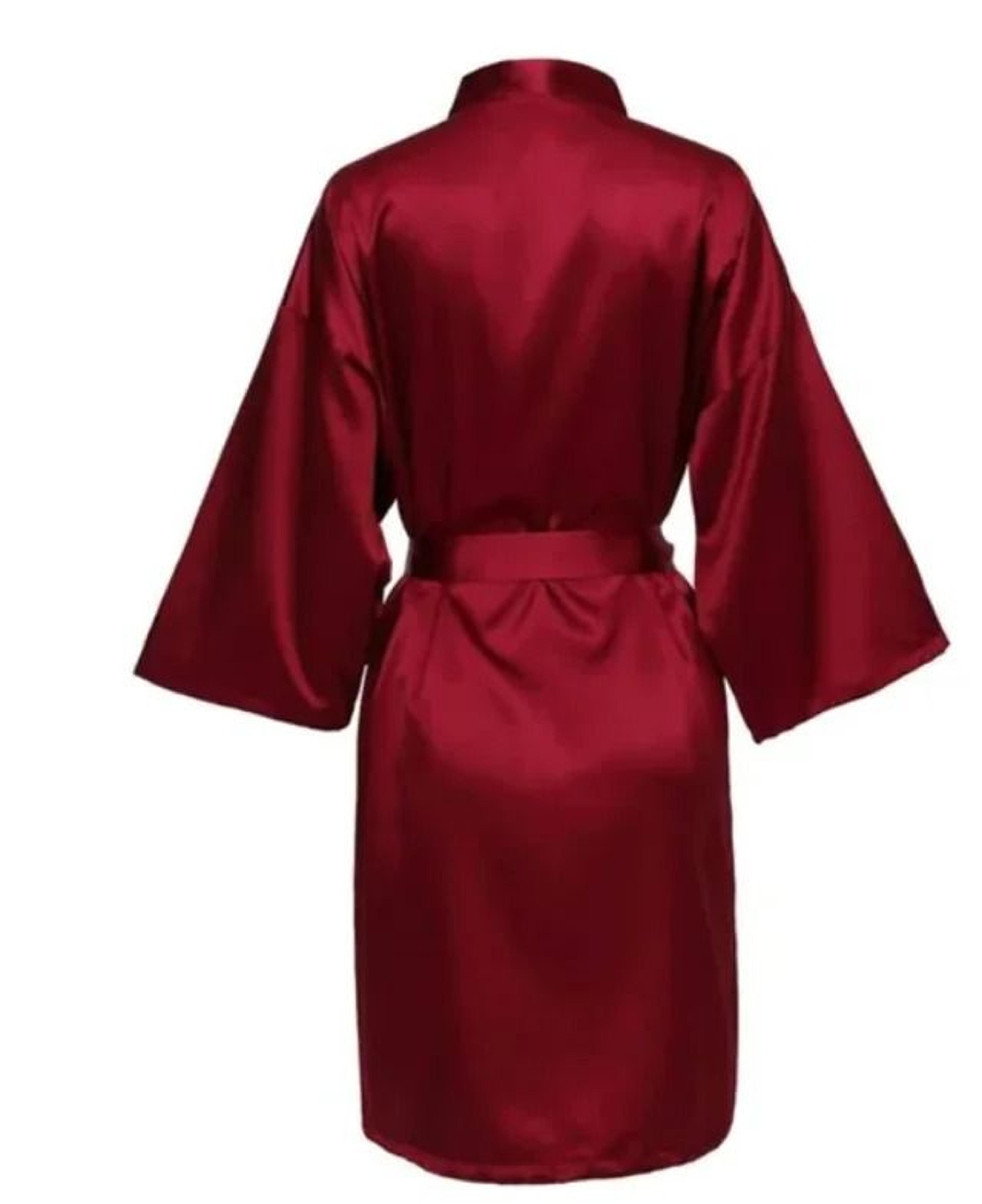 Elegant Solid Satin Night Robe  Professional Half Sleeve VNeck House Robe With Belt 9