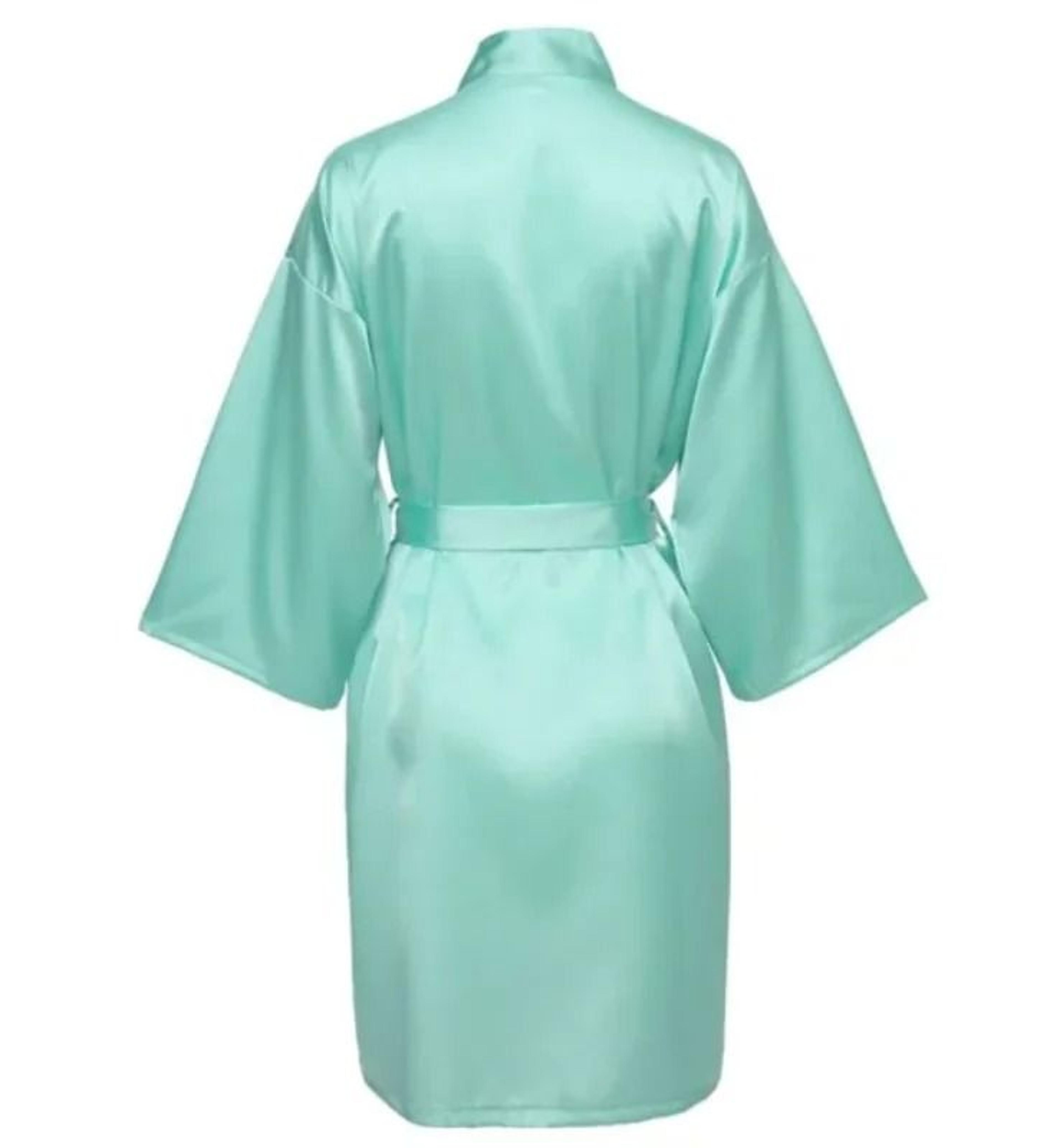 Elegant Solid Satin Night Robe  Professional Half Sleeve VNeck House Robe With Belt 11