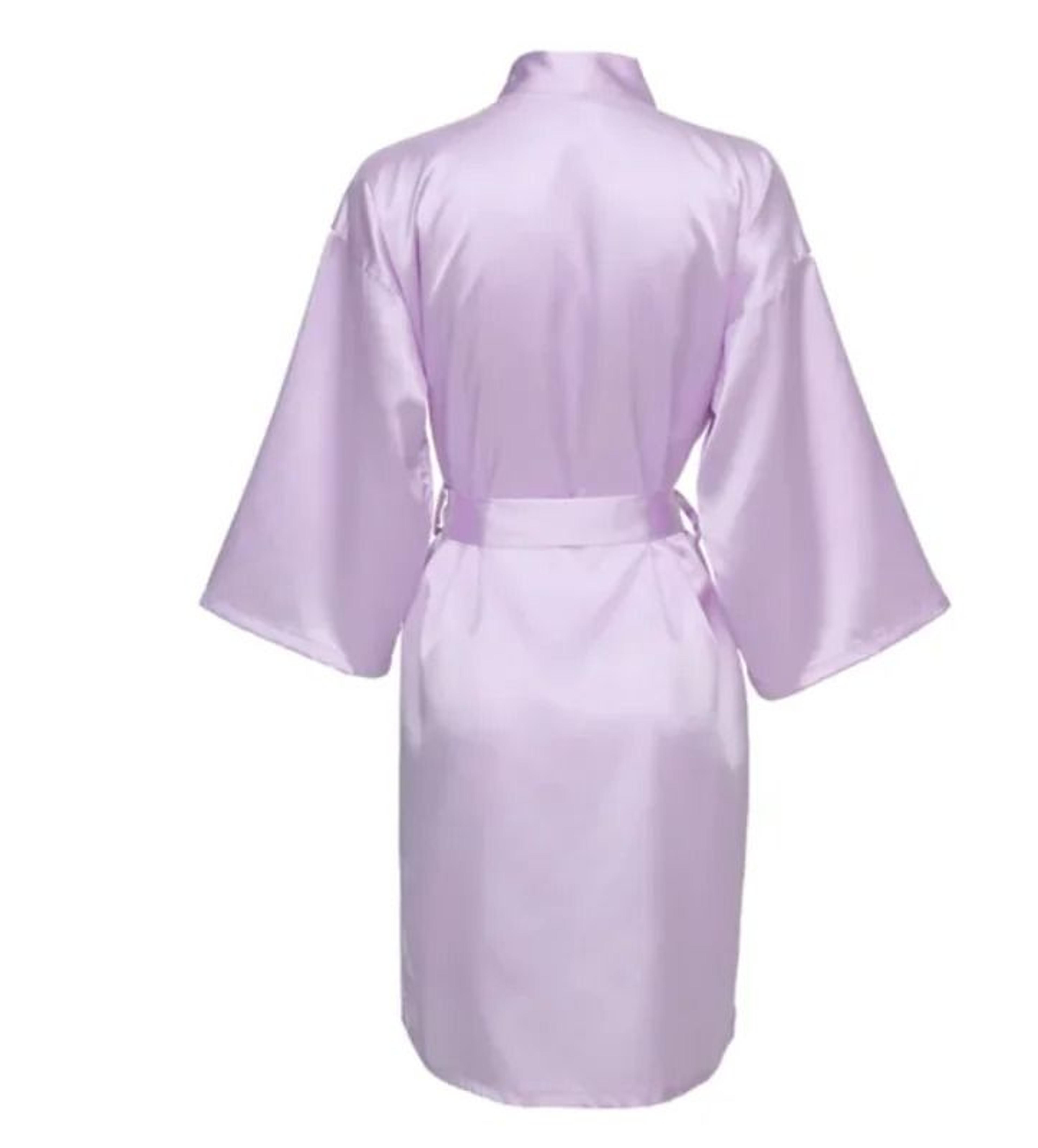 Elegant Solid Satin Night Robe  Professional Half Sleeve VNeck House Robe With Belt 13