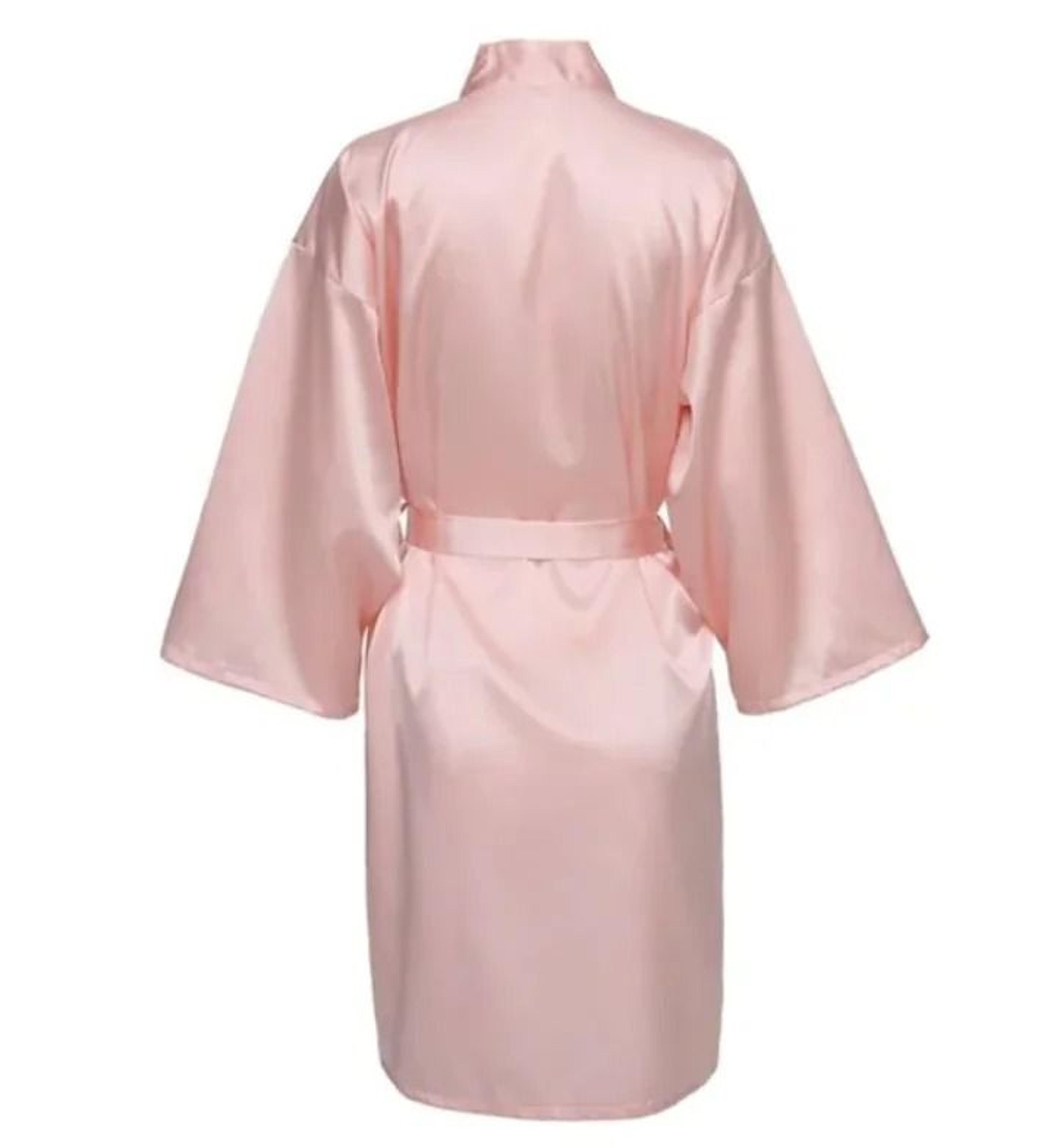 Elegant Solid Satin Night Robe  Professional Half Sleeve VNeck House Robe With Belt 15