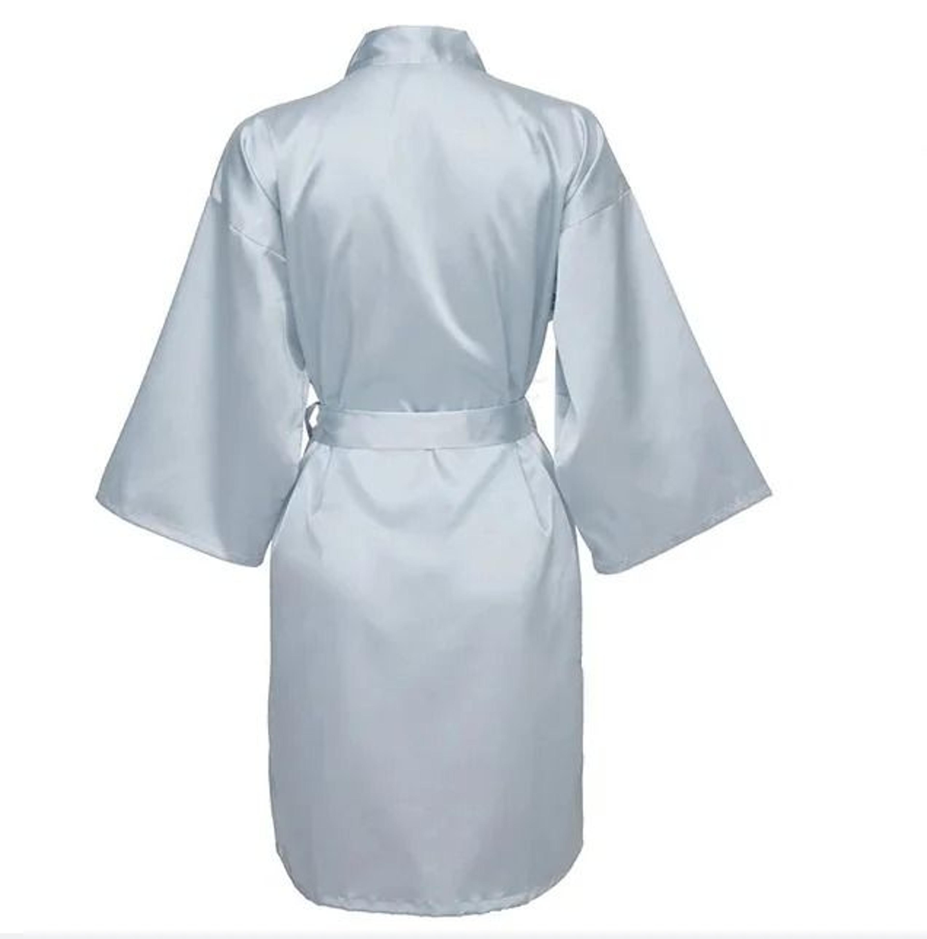 Elegant Solid Satin Night Robe  Professional Half Sleeve VNeck House Robe With Belt 18