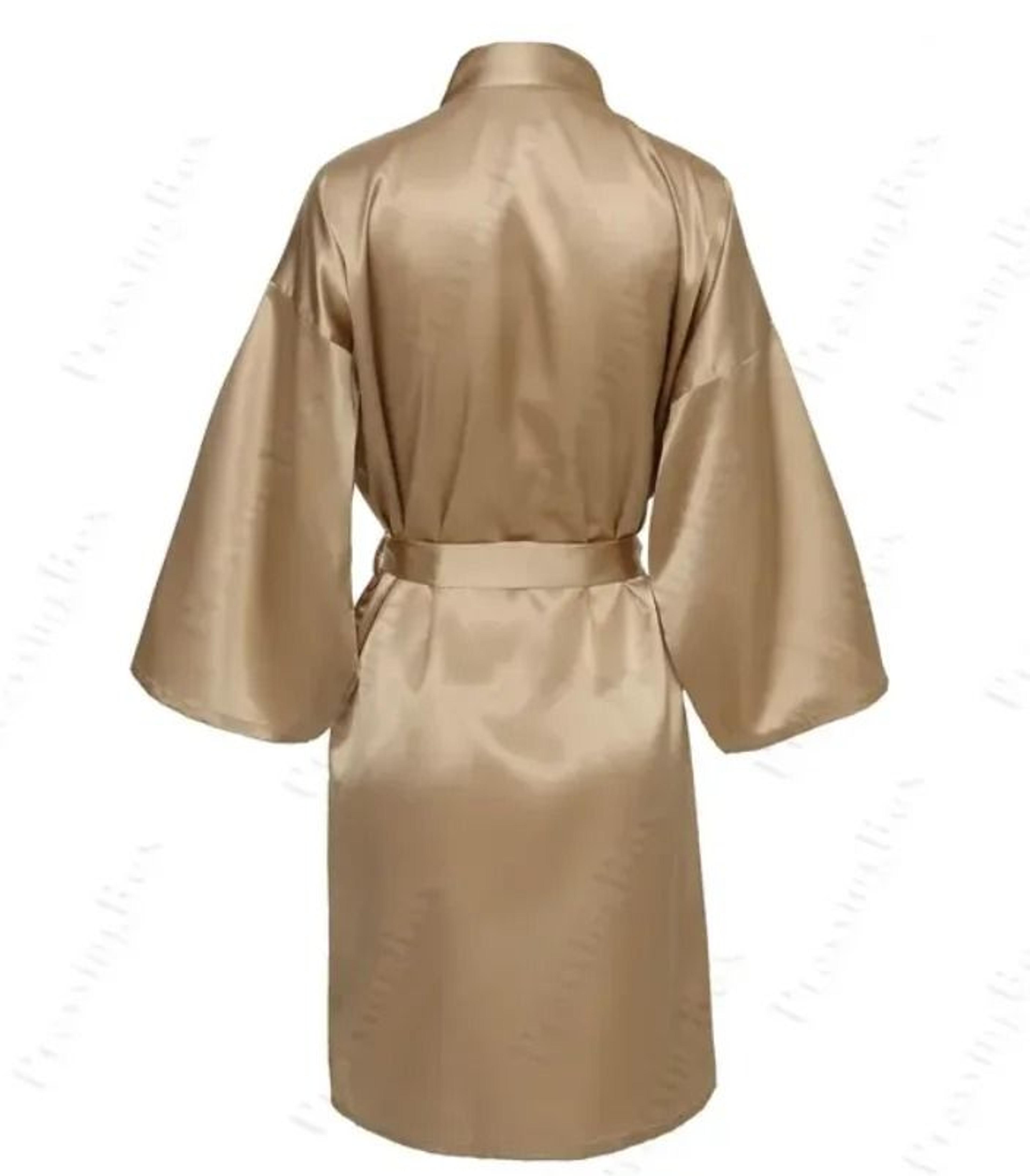 Elegant Solid Satin Night Robe  Professional Half Sleeve VNeck House Robe With Belt 2
