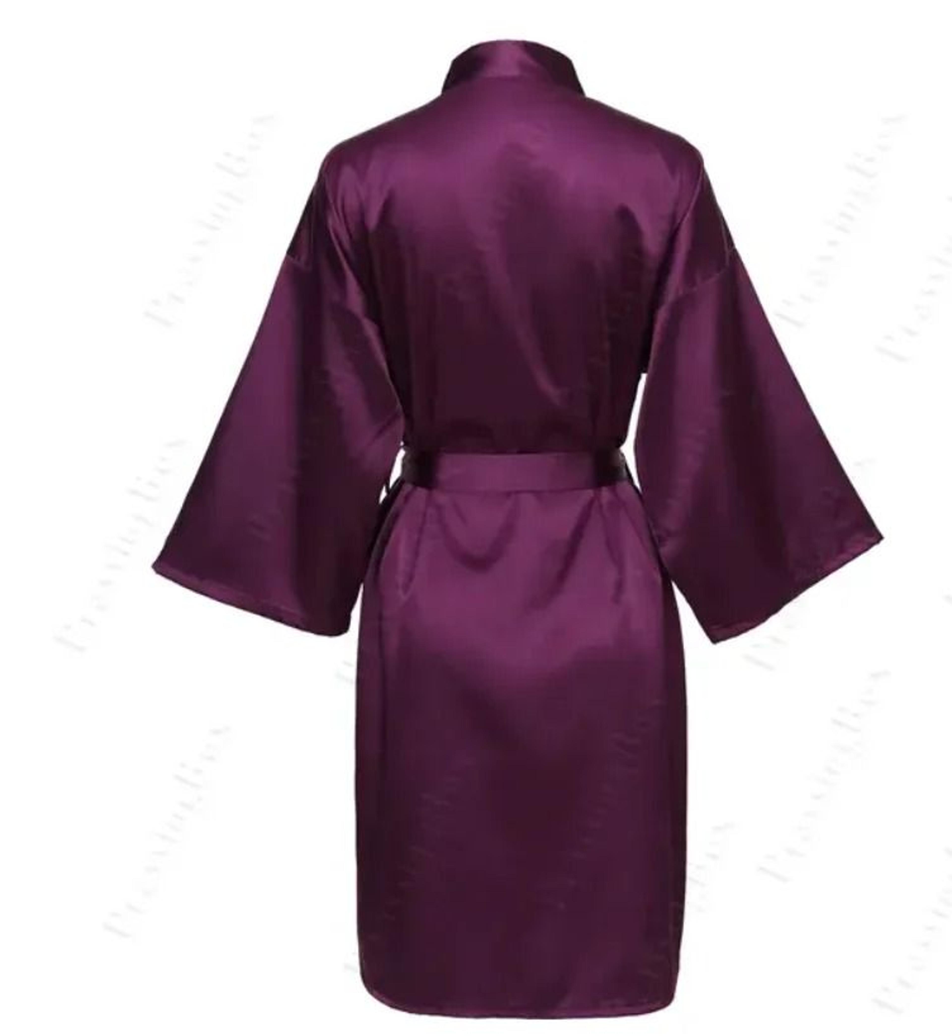 Elegant Solid Satin Night Robe  Professional Half Sleeve VNeck House Robe With Belt 3