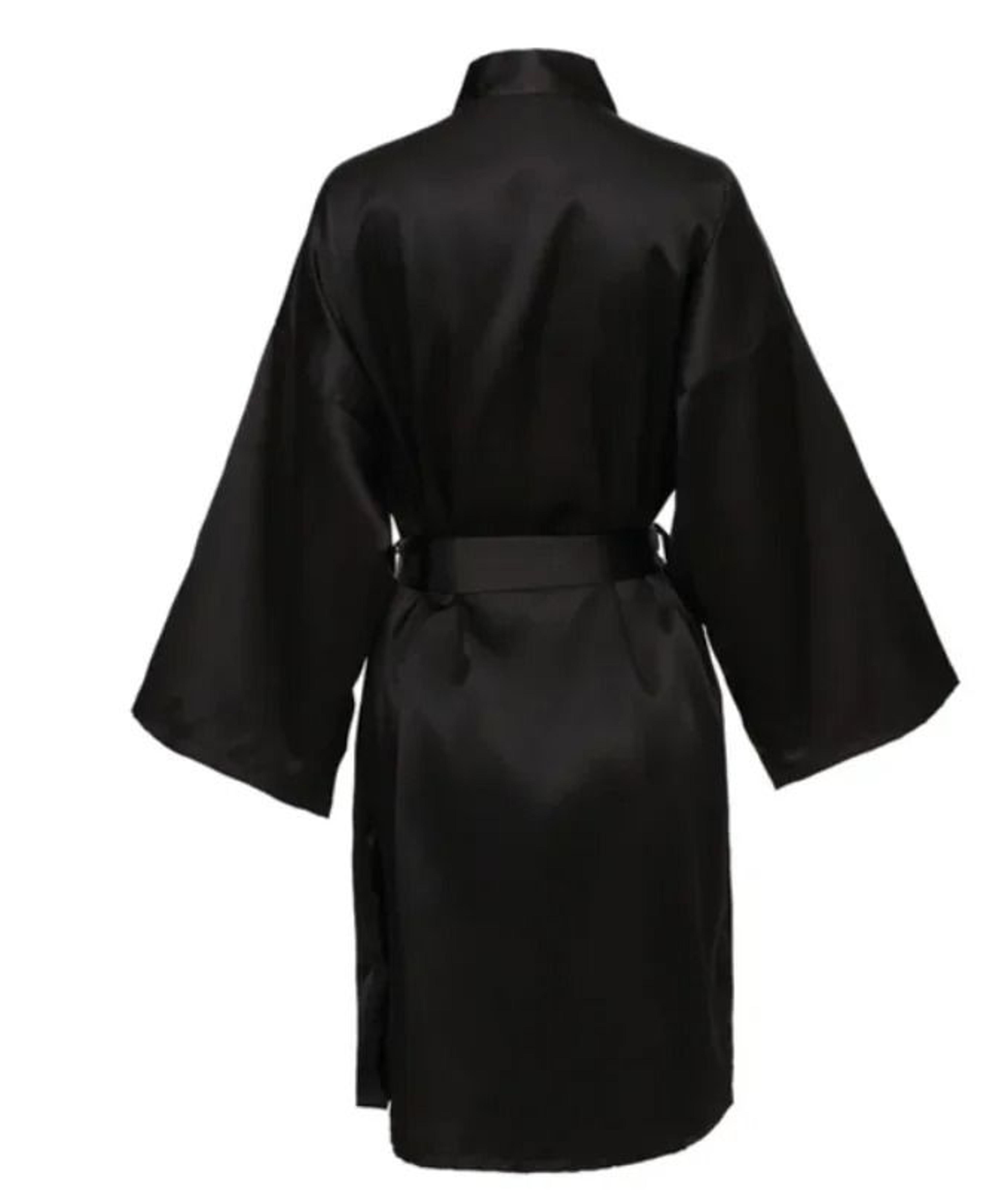 Elegant Solid Satin Night Robe  Professional Half Sleeve VNeck House Robe With Belt 7