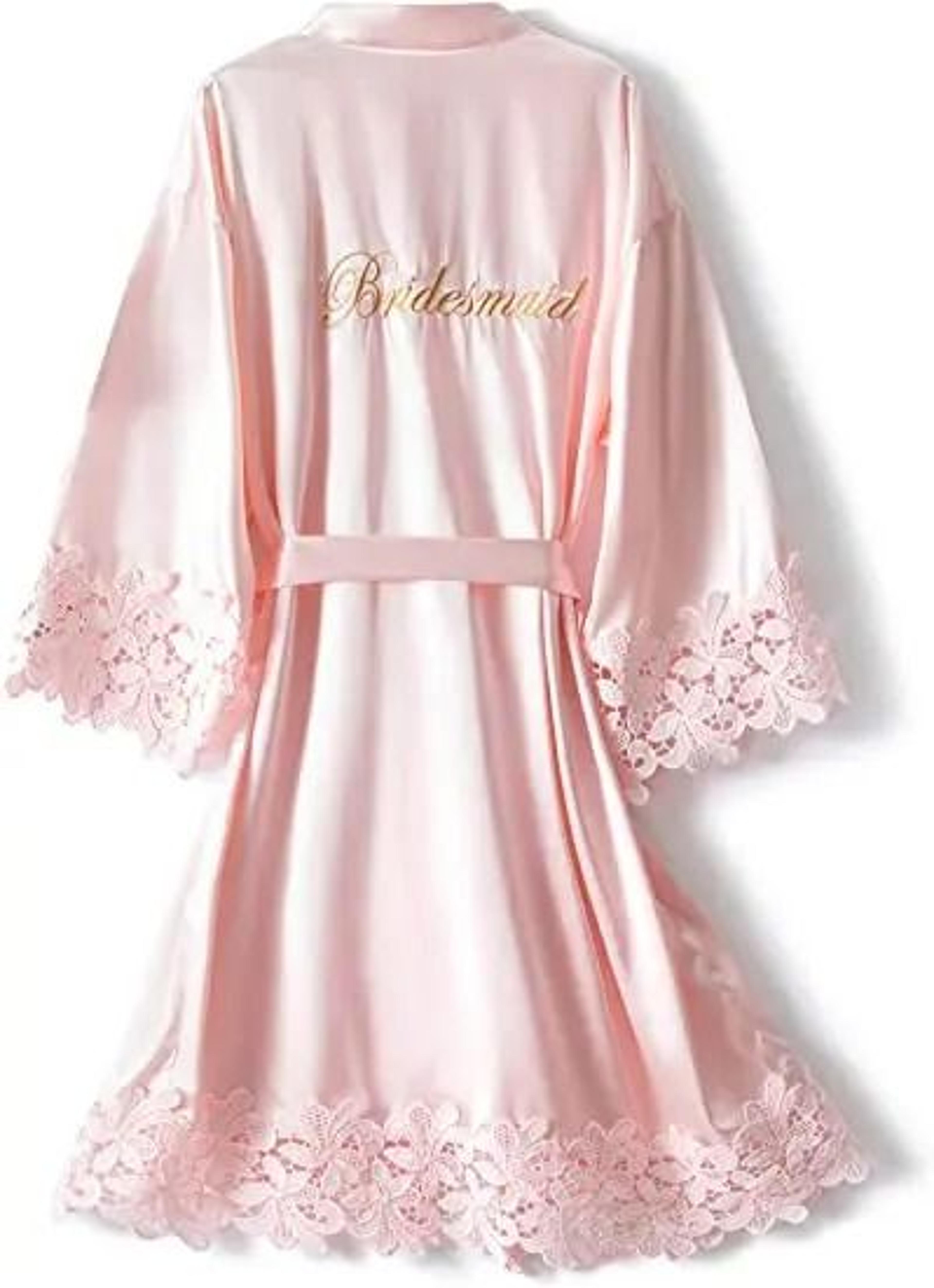 Rose Gold Bridesmaid  Bride Robe  Professional Satin Lace Bridal Dressing Gown  Bachelorette Pajama 6